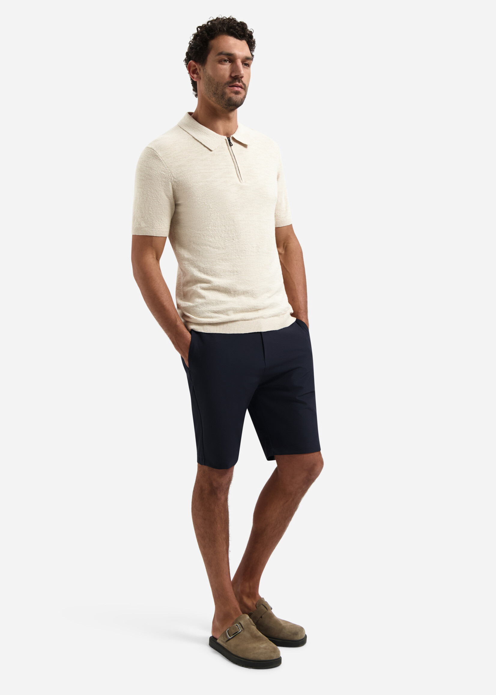 No Excess Polo Zip Frote - Desert