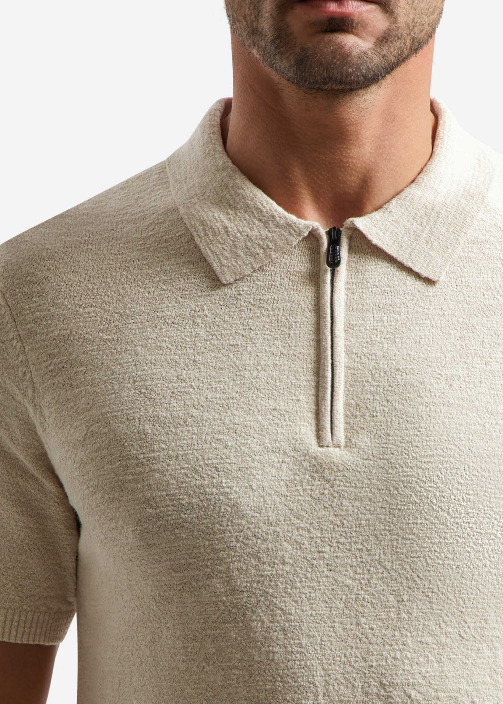 No Excess Polo Zip Frote - Desert
