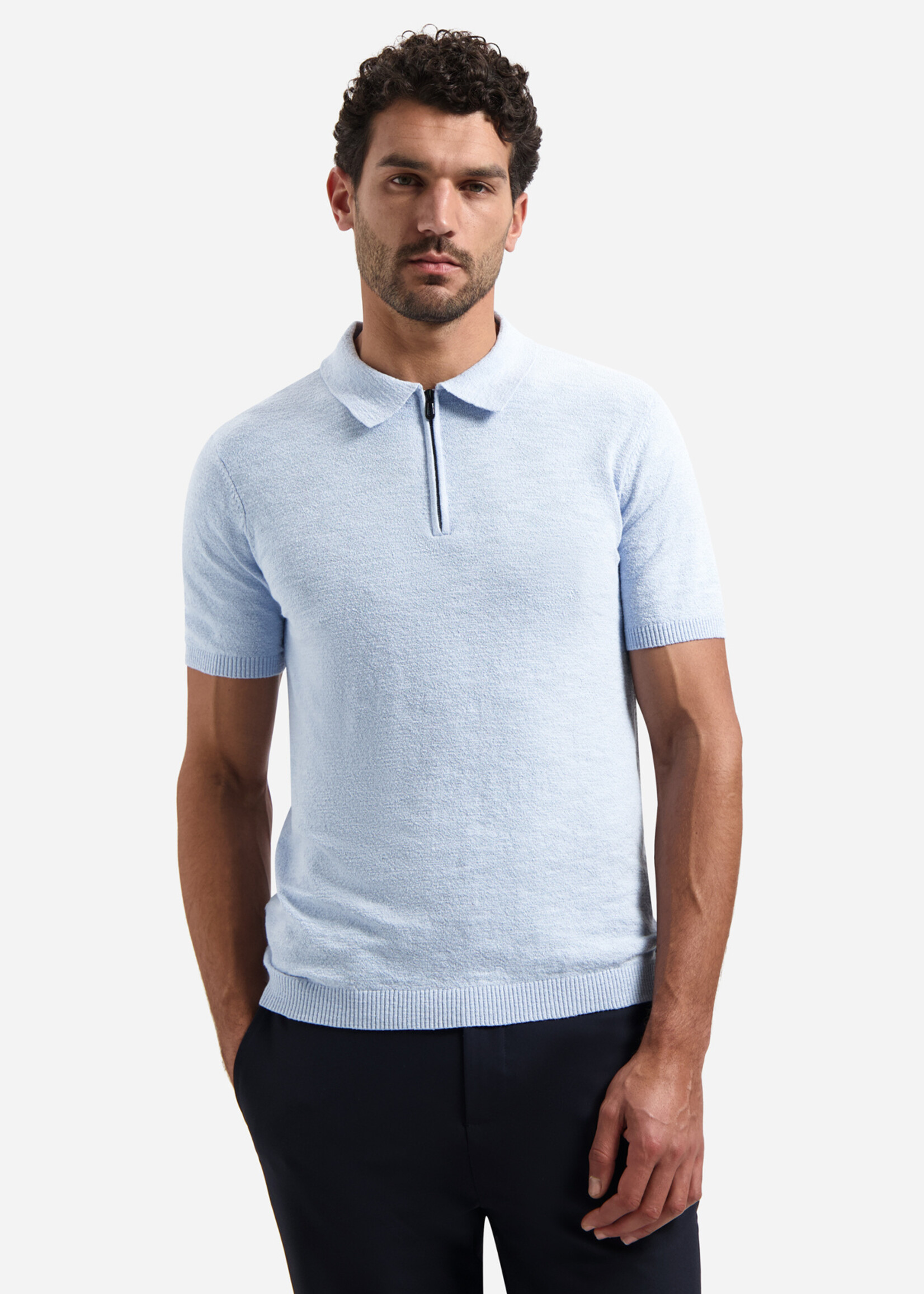 No Excess Polo Zip Frote - Blue