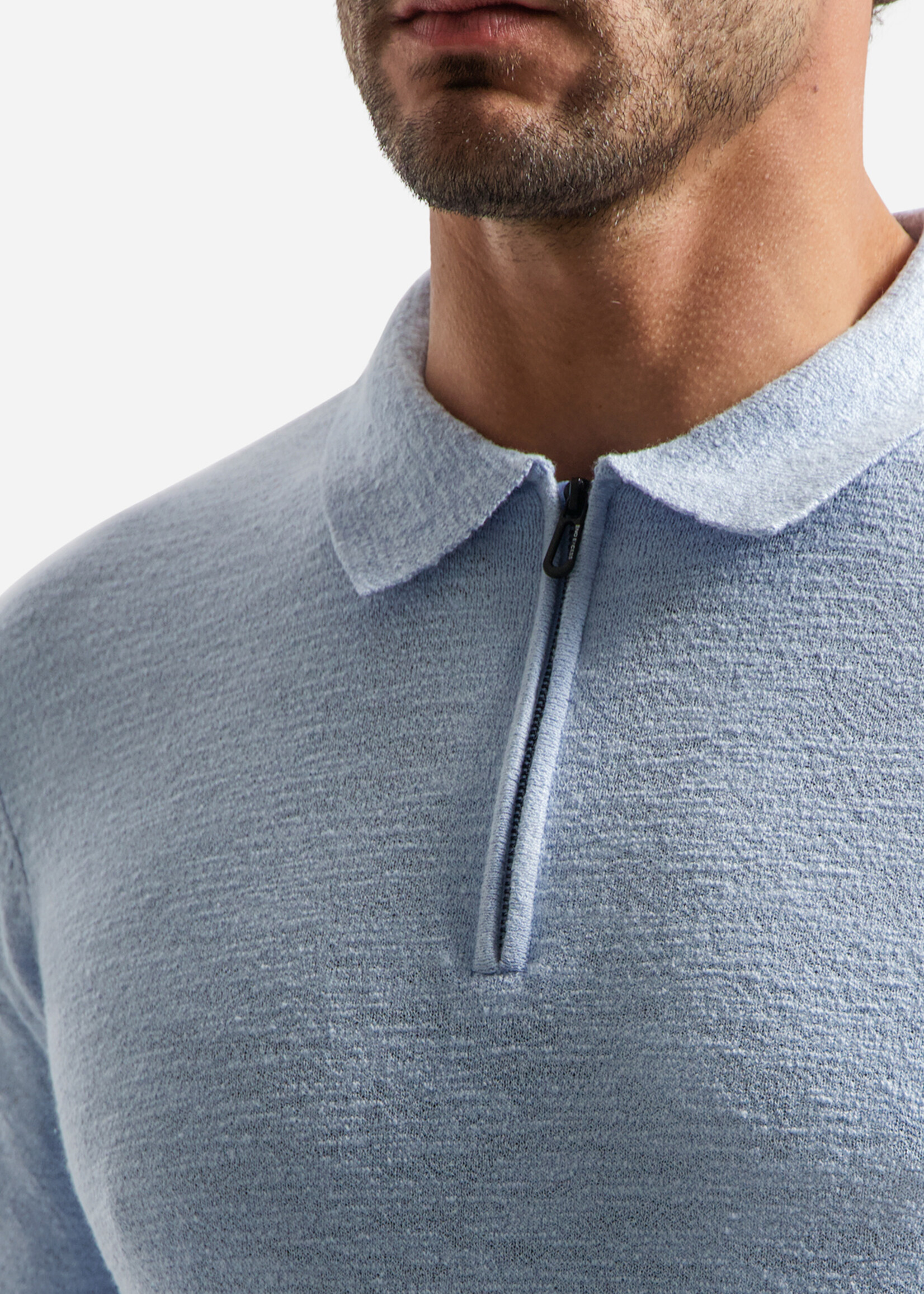 No Excess Polo Zip Frote - Blue