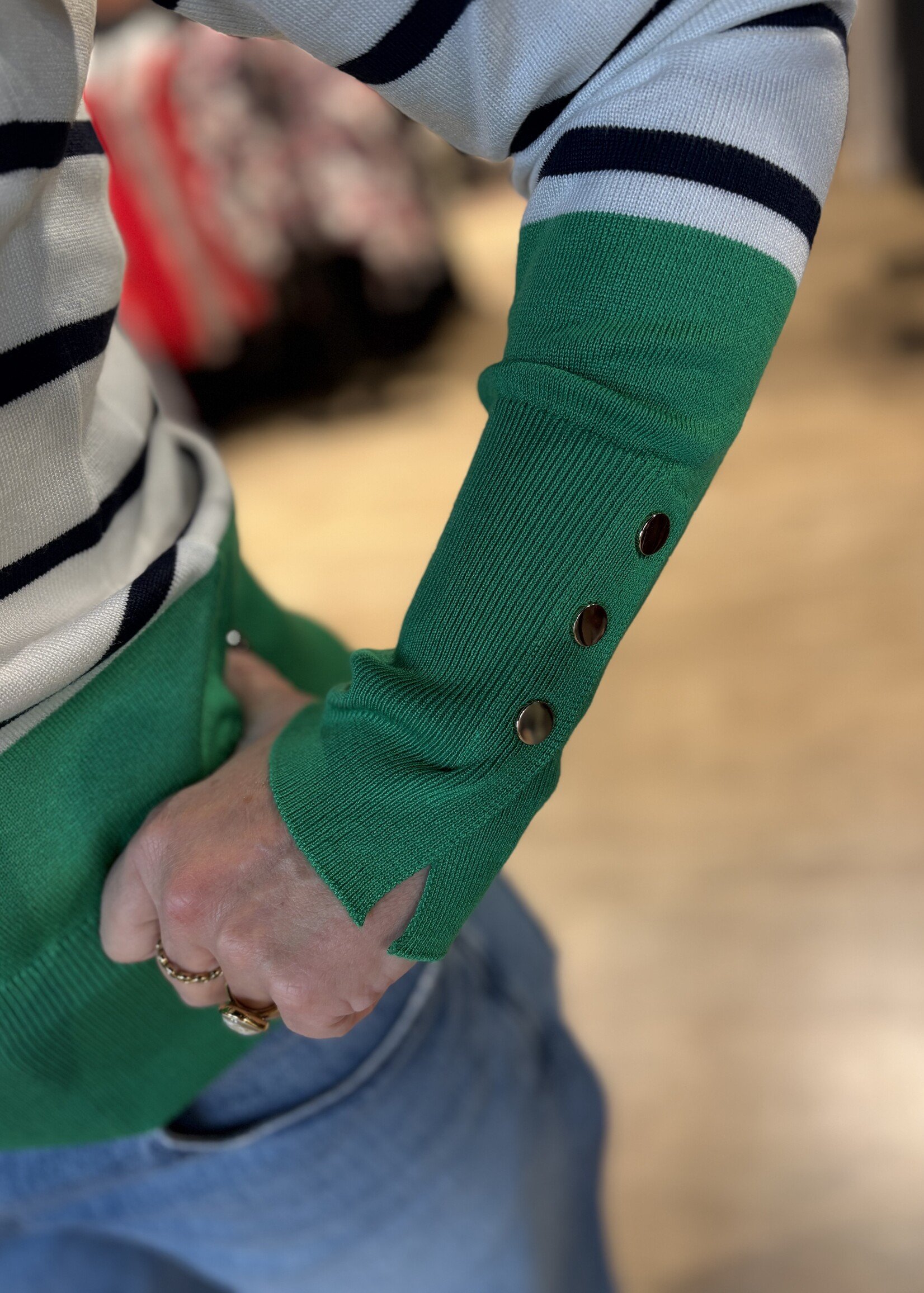 Freequent Trui Katie Plain Flat  - Bright Green Offwhite