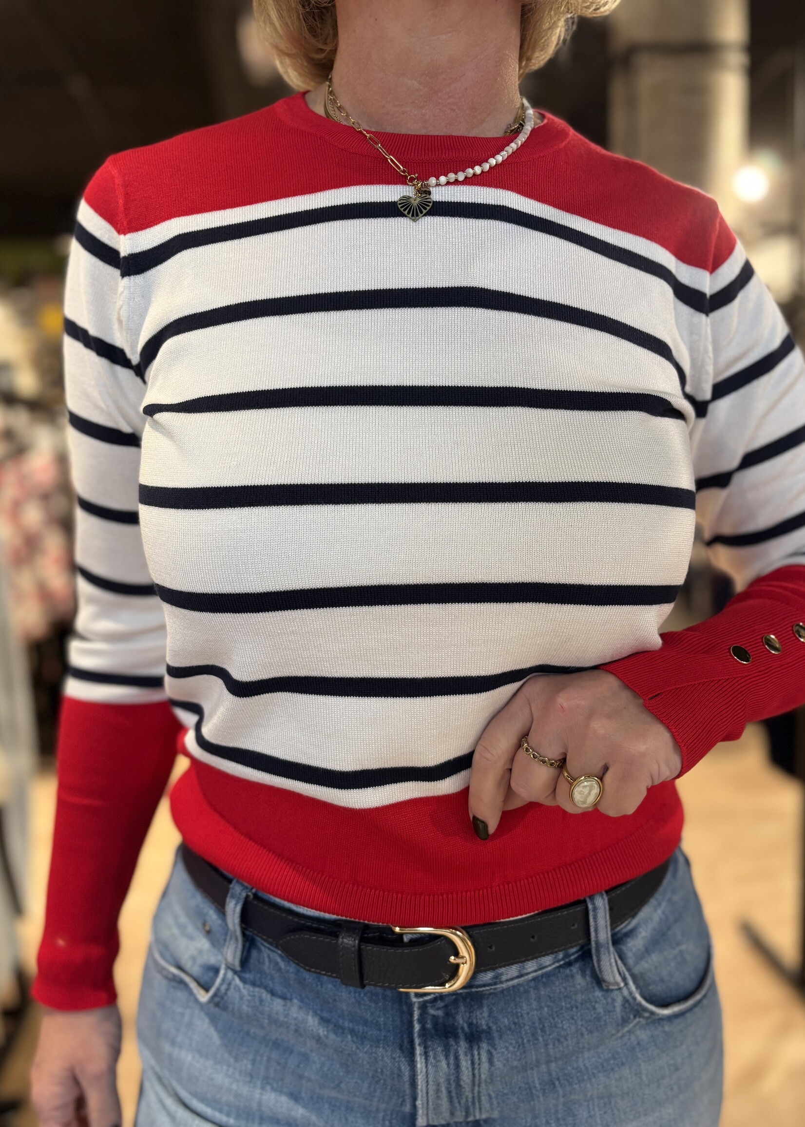 Freequent Trui Katie Plain Flat - Red Offwhite