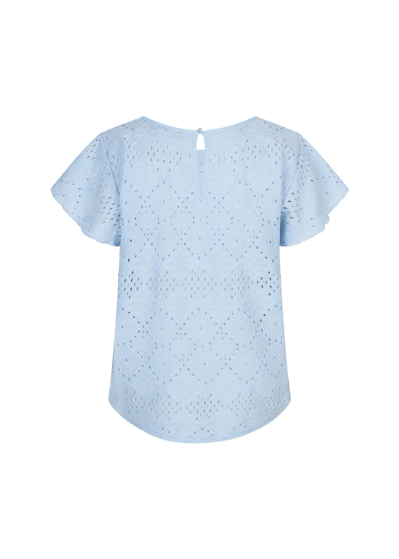 Red Button Top Ajour Ruffle Sleeve - Lightblue