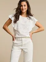 Red Button Top Ajour Ruffle Sleeve - Ecru