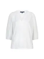 Red Button Blouse Ajour - Offwhite