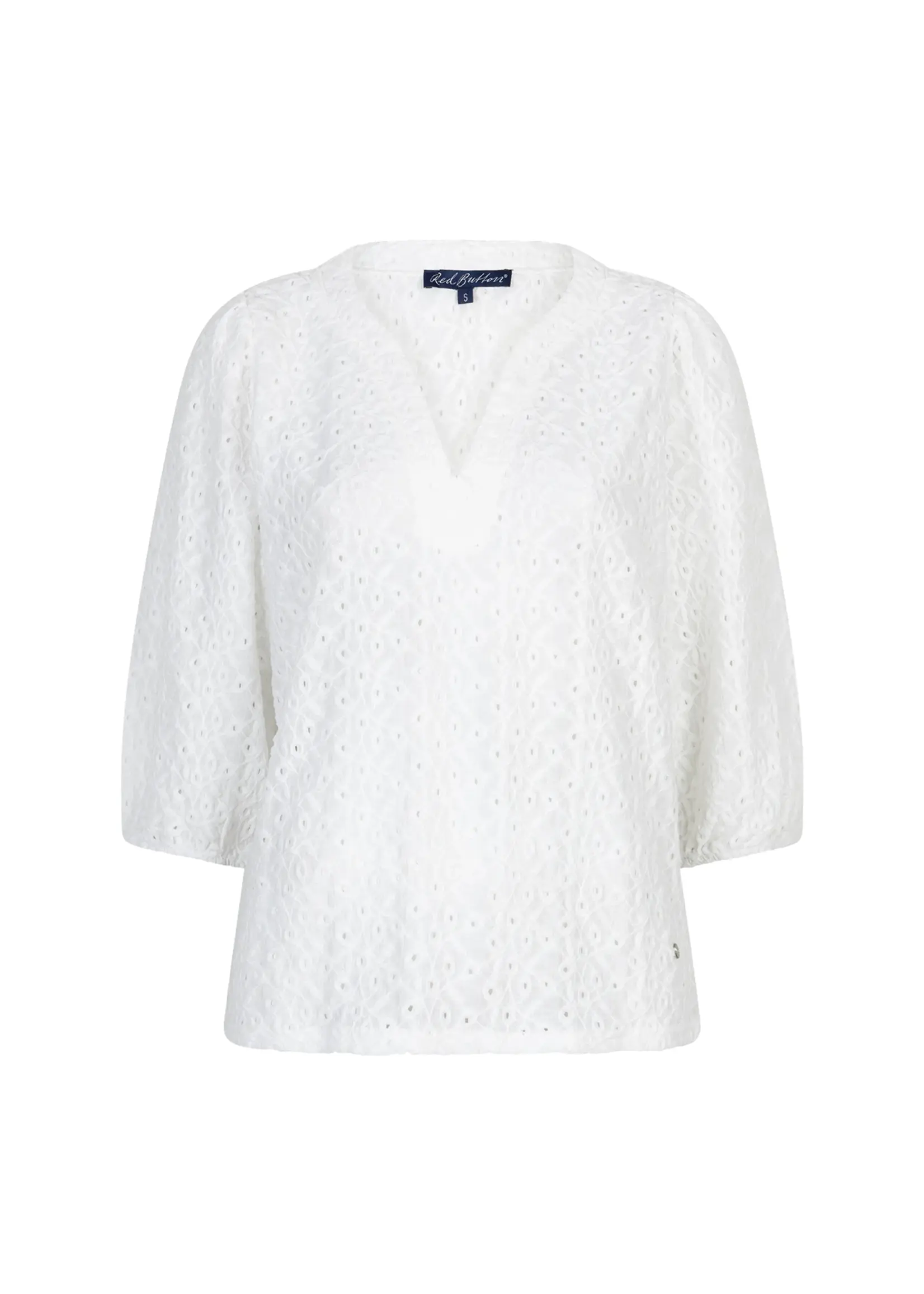Red Button Blouse Ajour - Offwhite