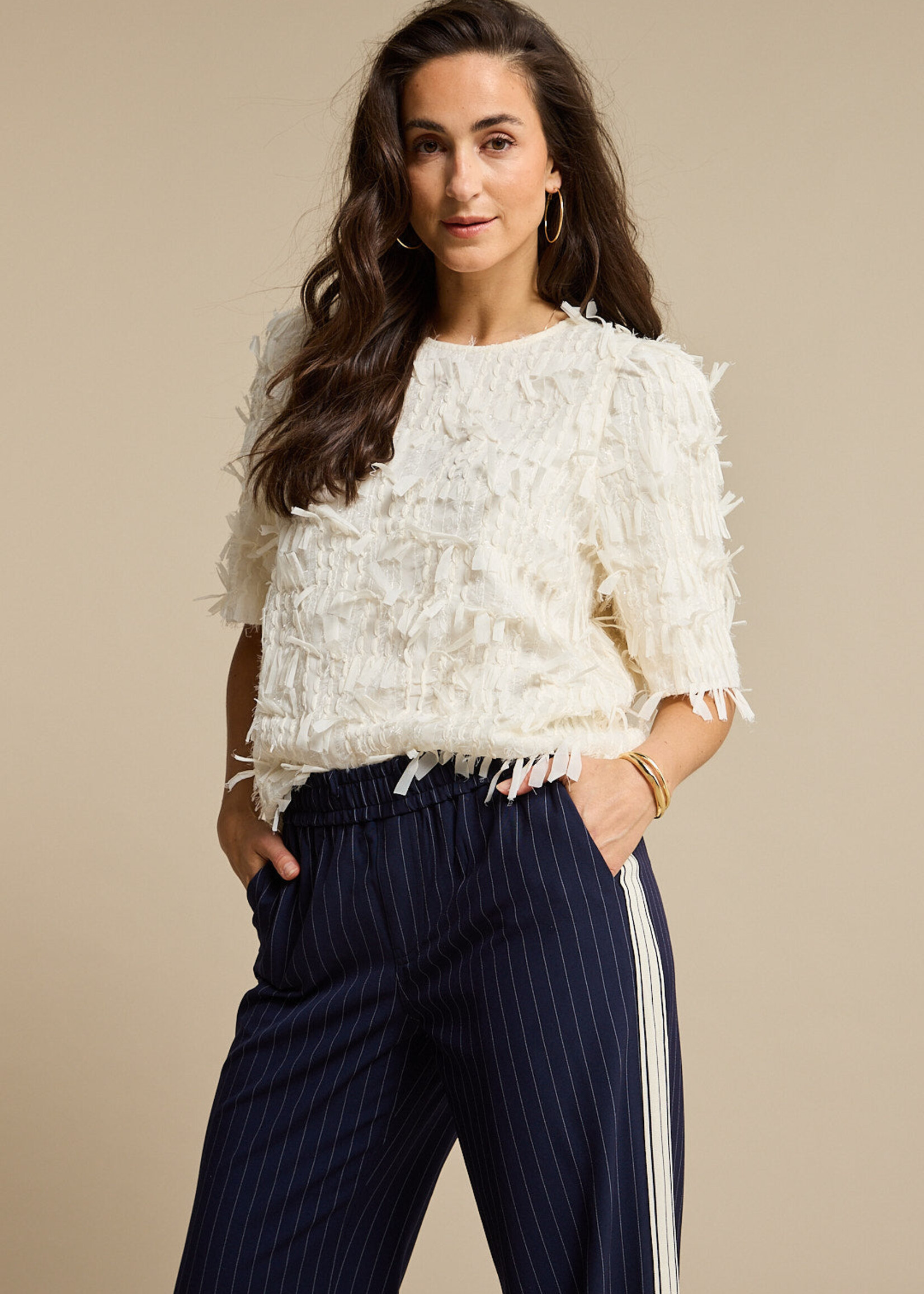 Red Button Top Fiona Fancy Frils - Ecru