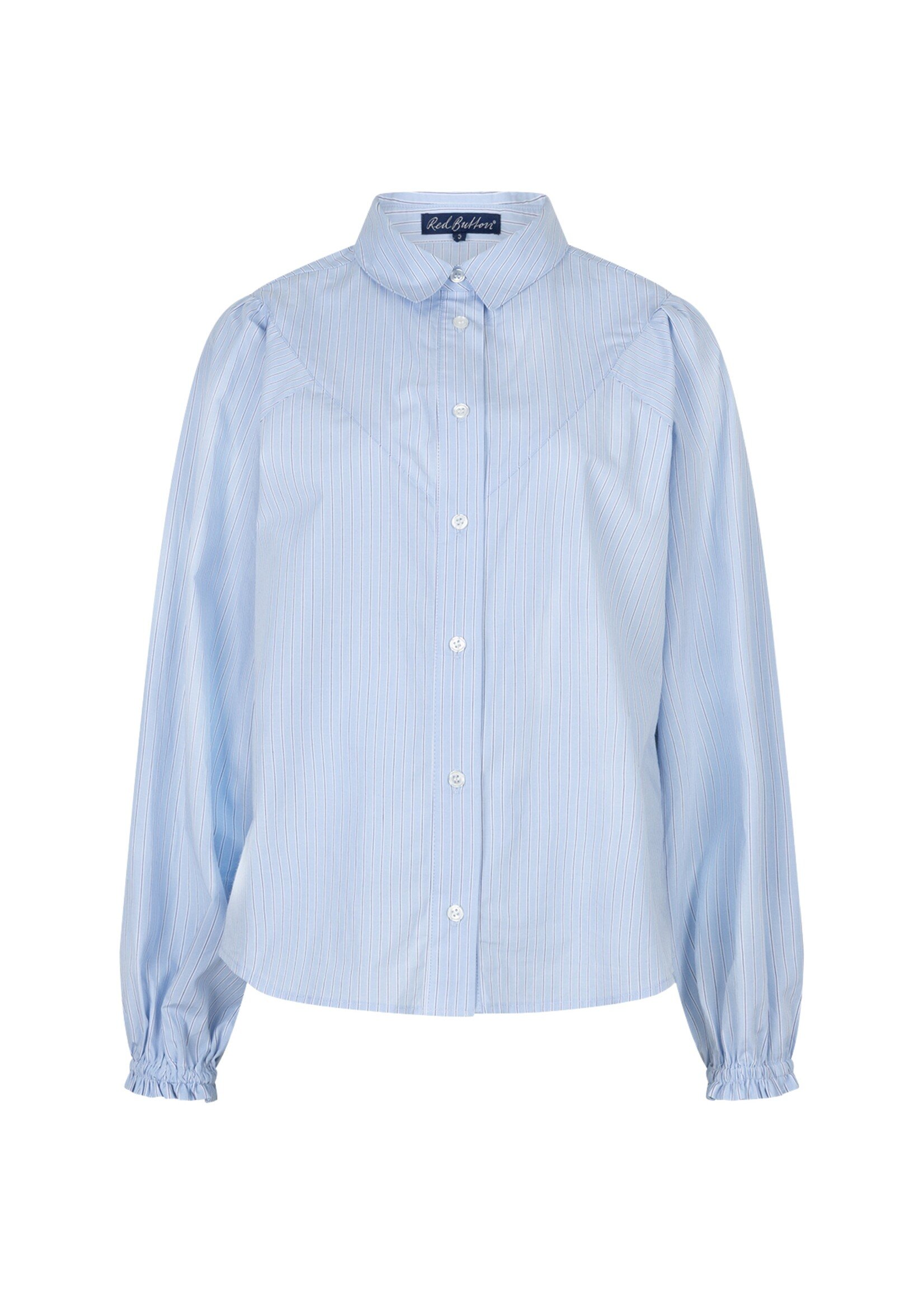 Red Button Blouse Victoria Stripe - Lightblue