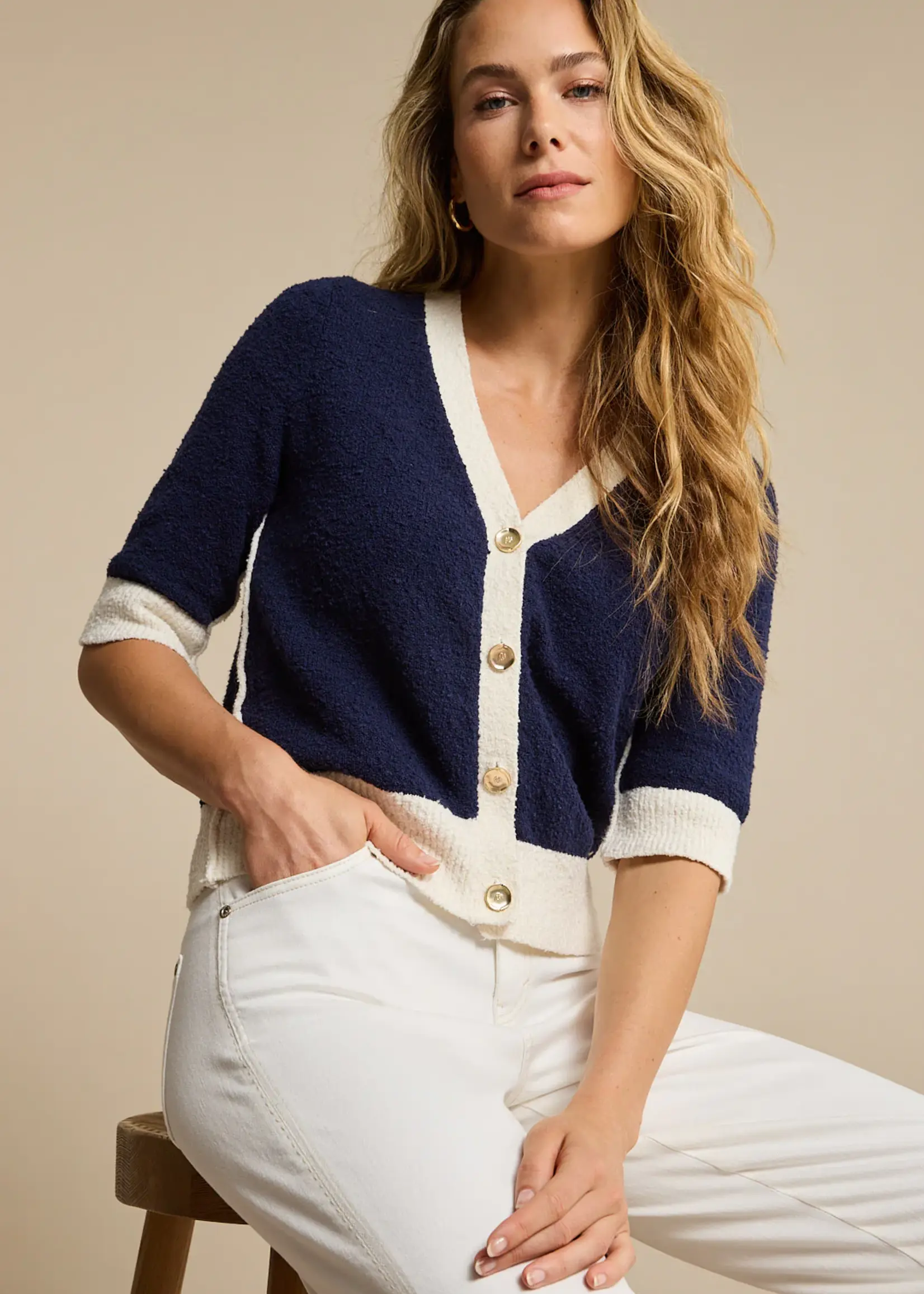 Red Button Vest Popcorn - Darkblue