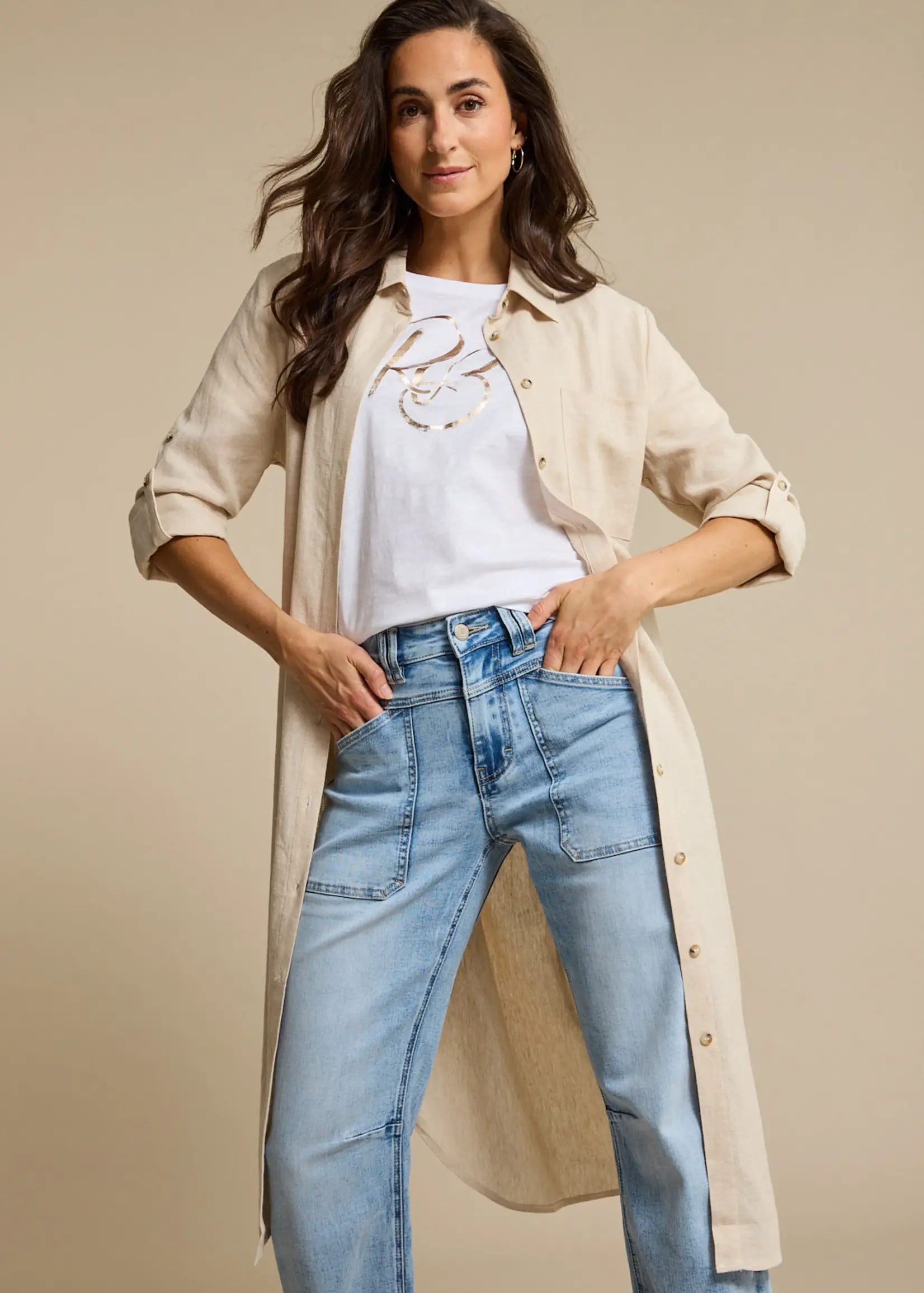 Red Button Shirt Temmy Foil - White Gold