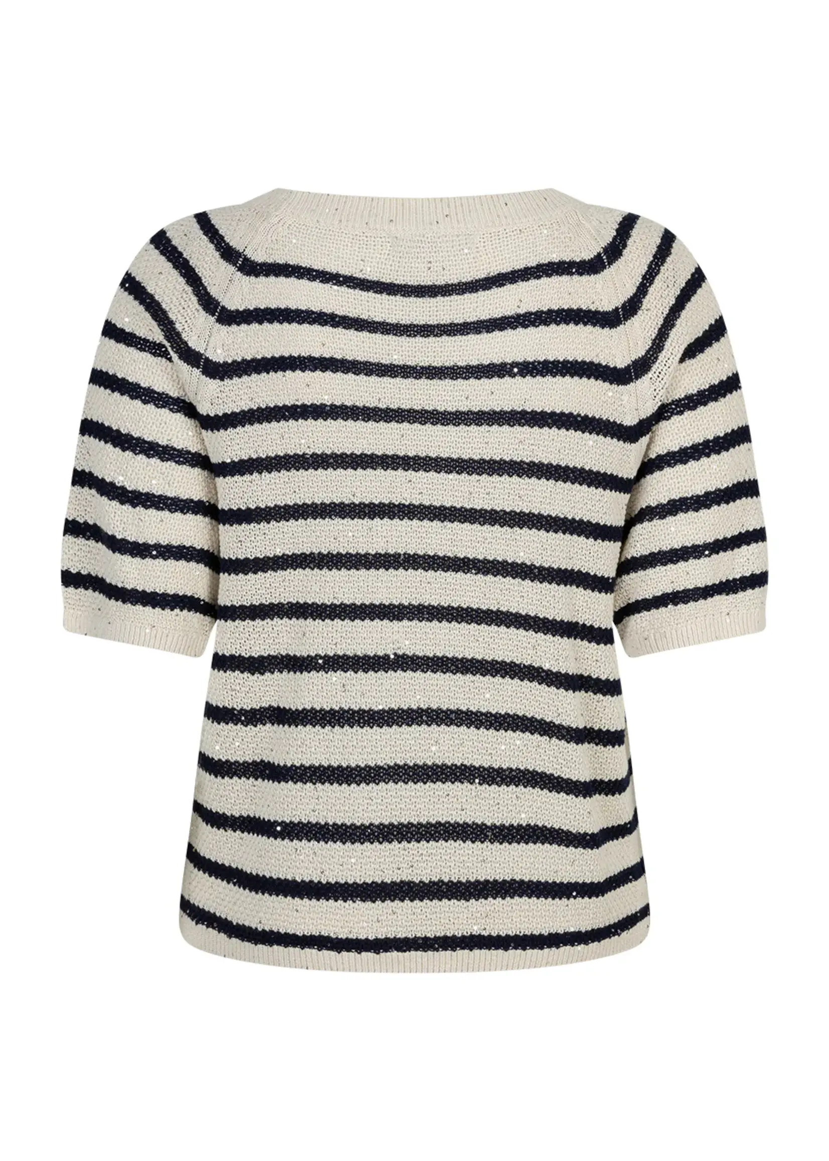 Red Button Shirt Sweet Stripe & Sequins - Pearl / Darkblue