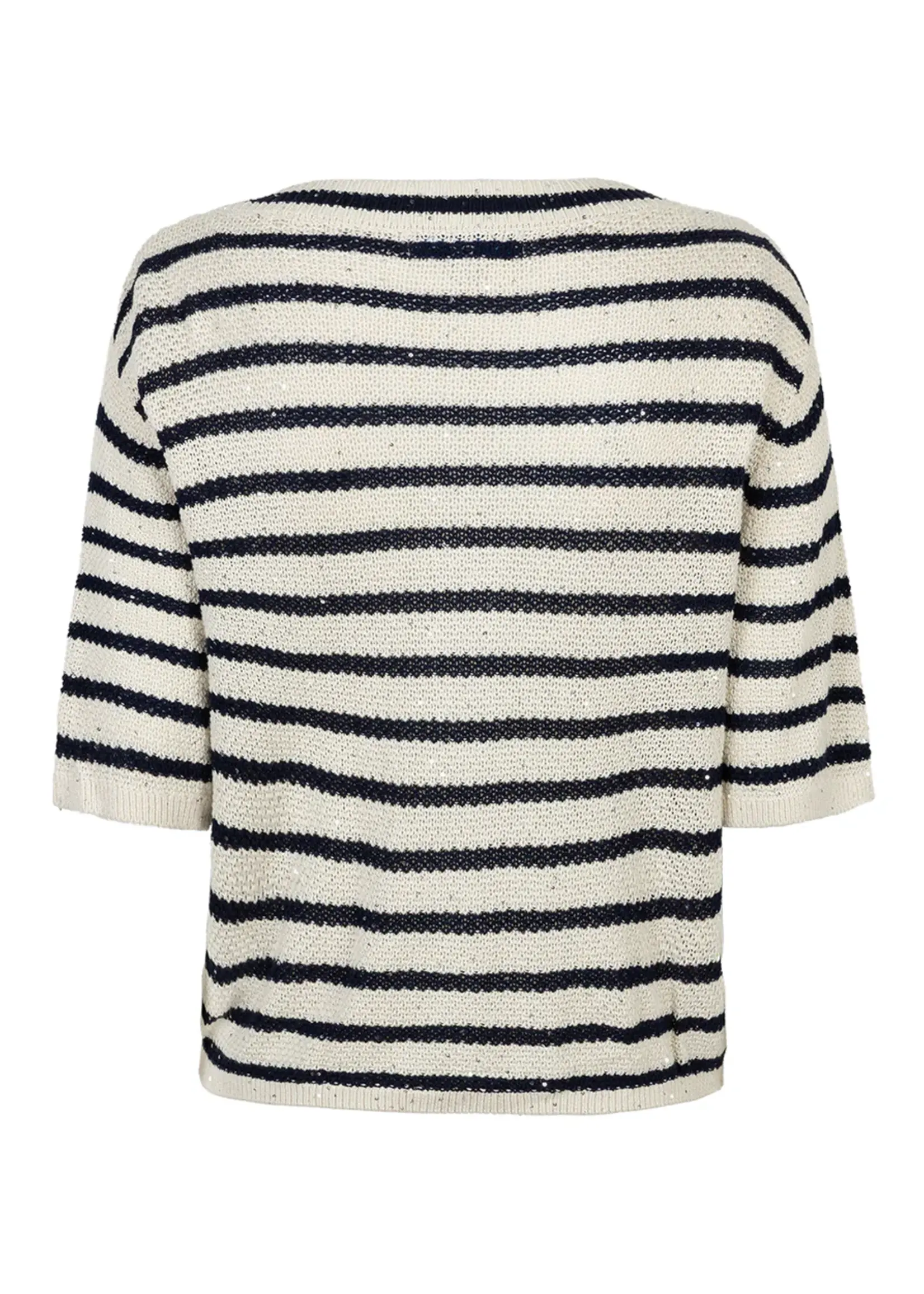 Red Button Vest Stripe & Sequins - Pearl / Darkblue