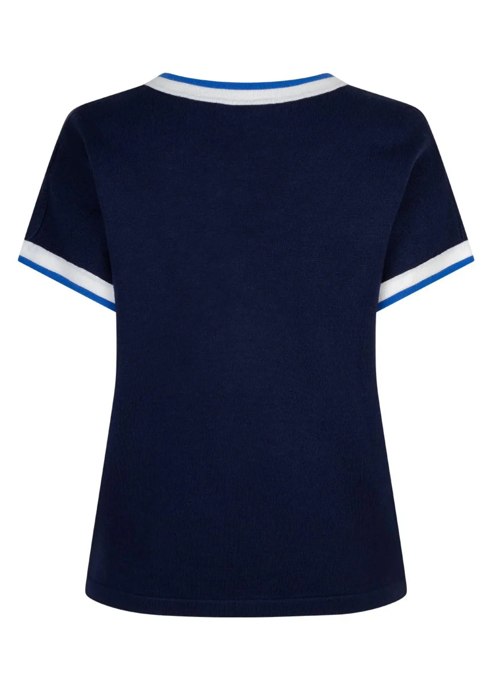 Red Button Shirt Jerry V-Neck Striped Rib - Darkblue