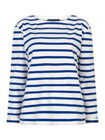 Red Button Shirt Terry Stripe Logo - Cobalt