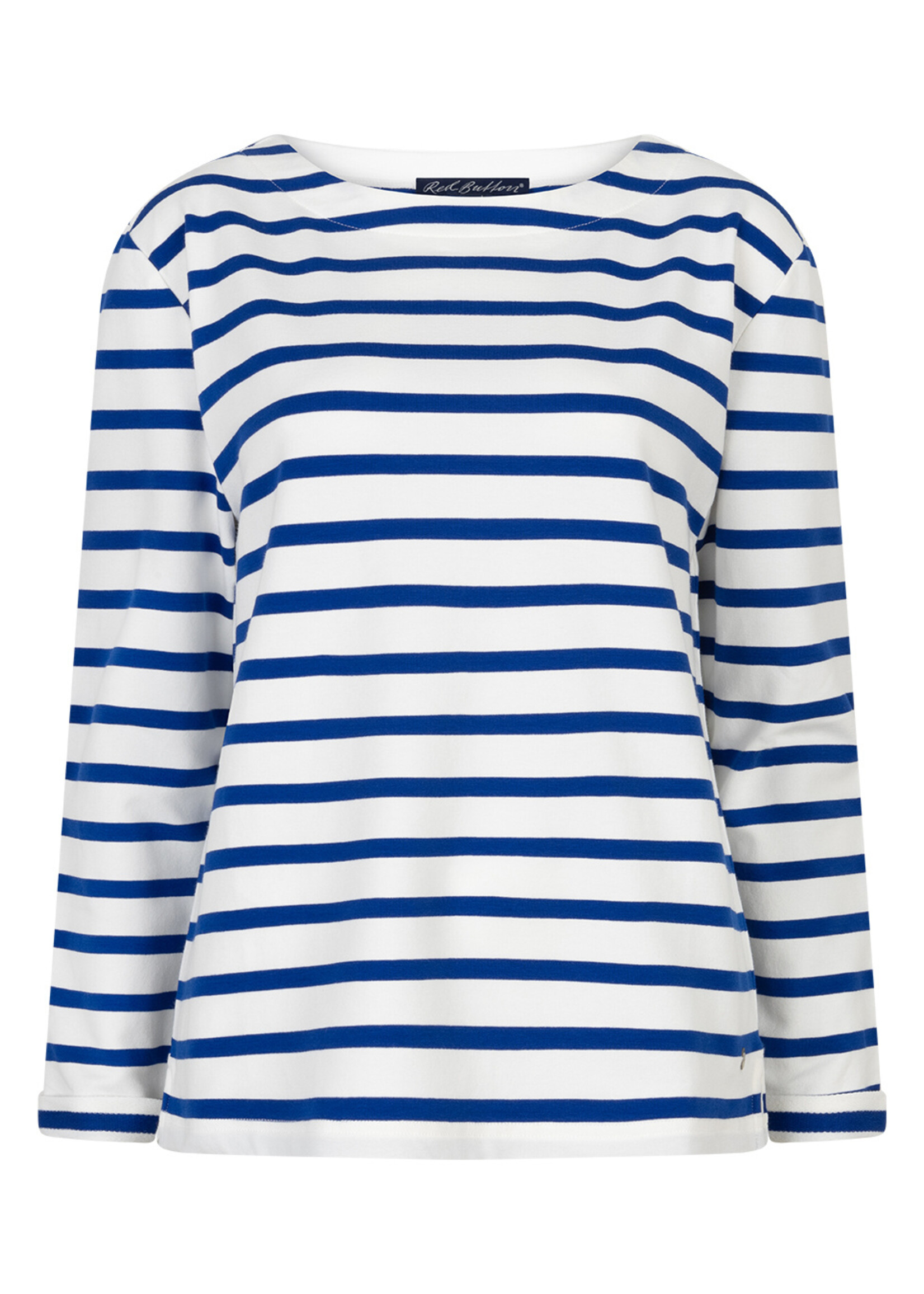 Red Button Shirt Terry Stripe Logo - Cobalt