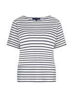 Red Button Shirt Terry Stripe Short Sleeve - Darkblue