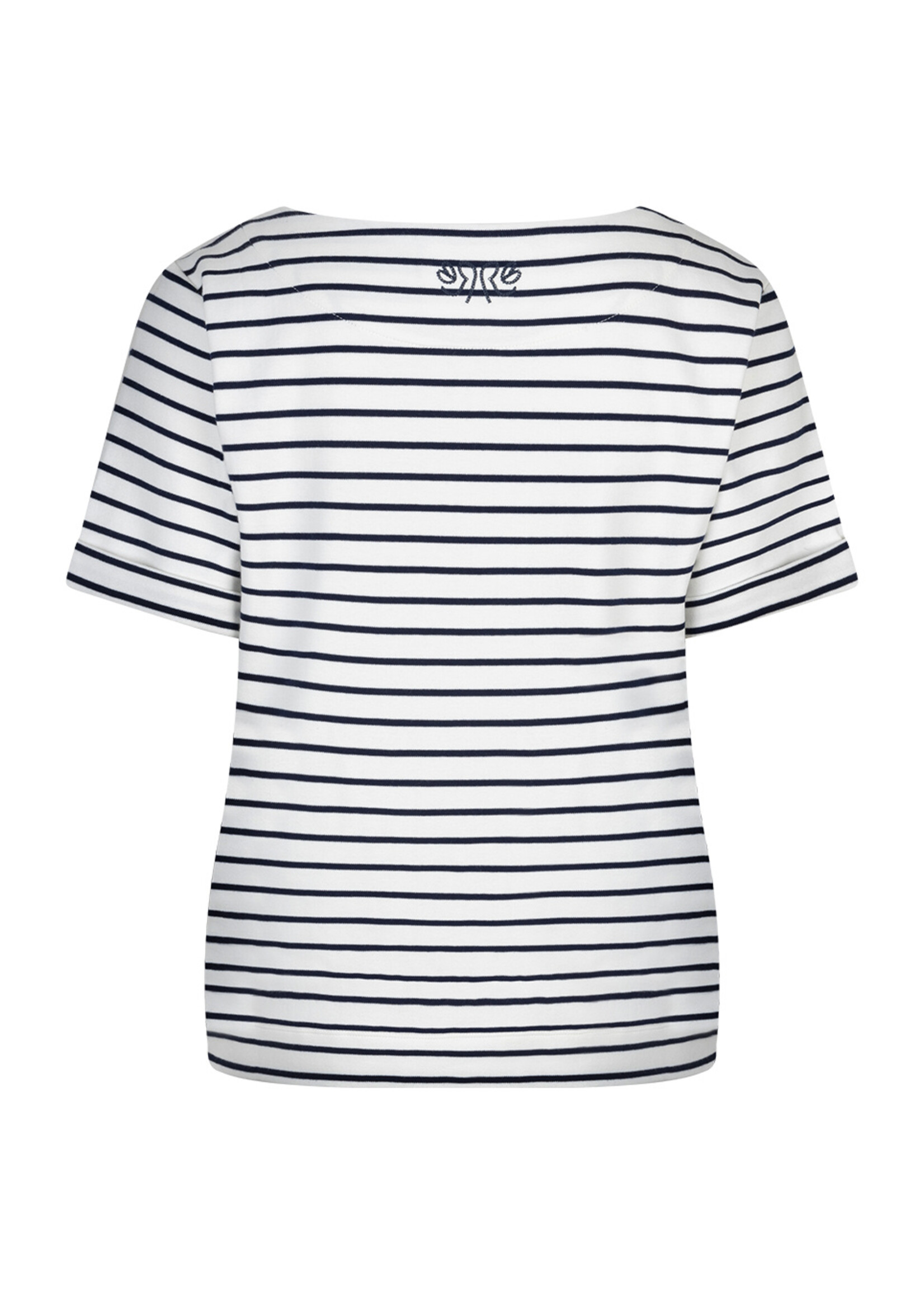 Red Button Shirt Terry Stripe Short Sleeve - Darkblue