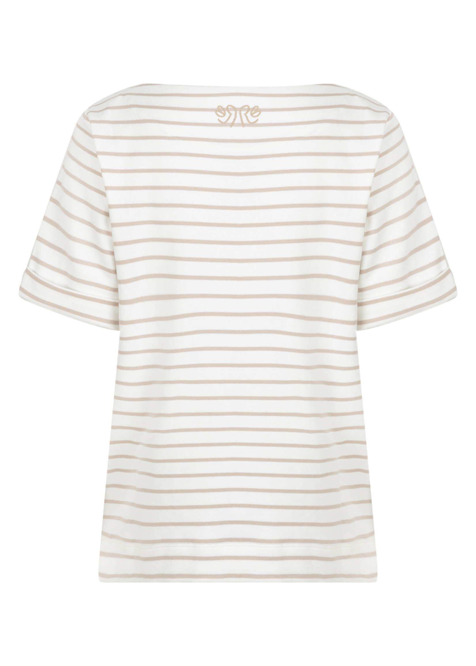 Red Button Shirt Terry Stripe Short Sleeve - Pebble