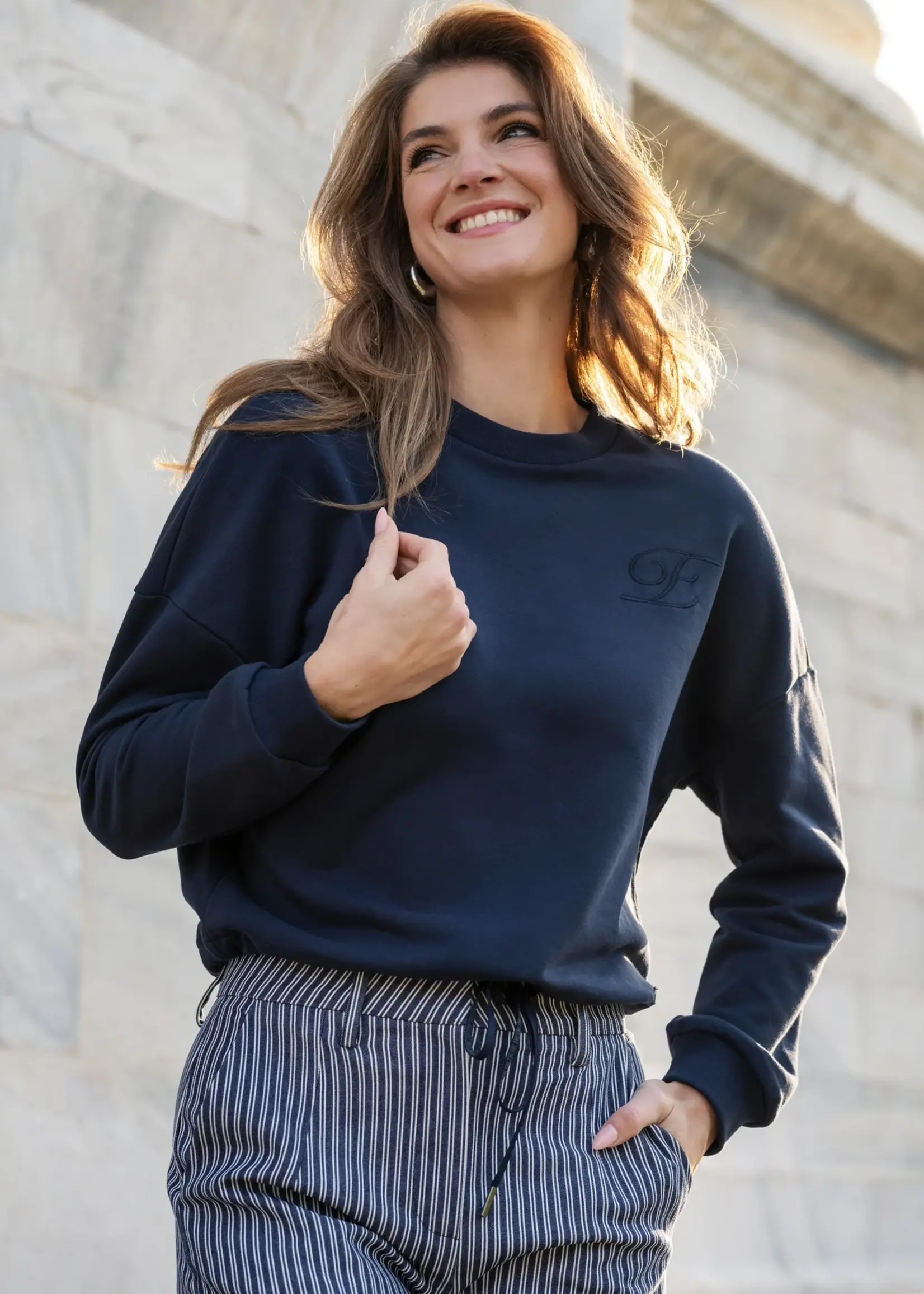 Elvira Broek Fiore - Stiped Navy