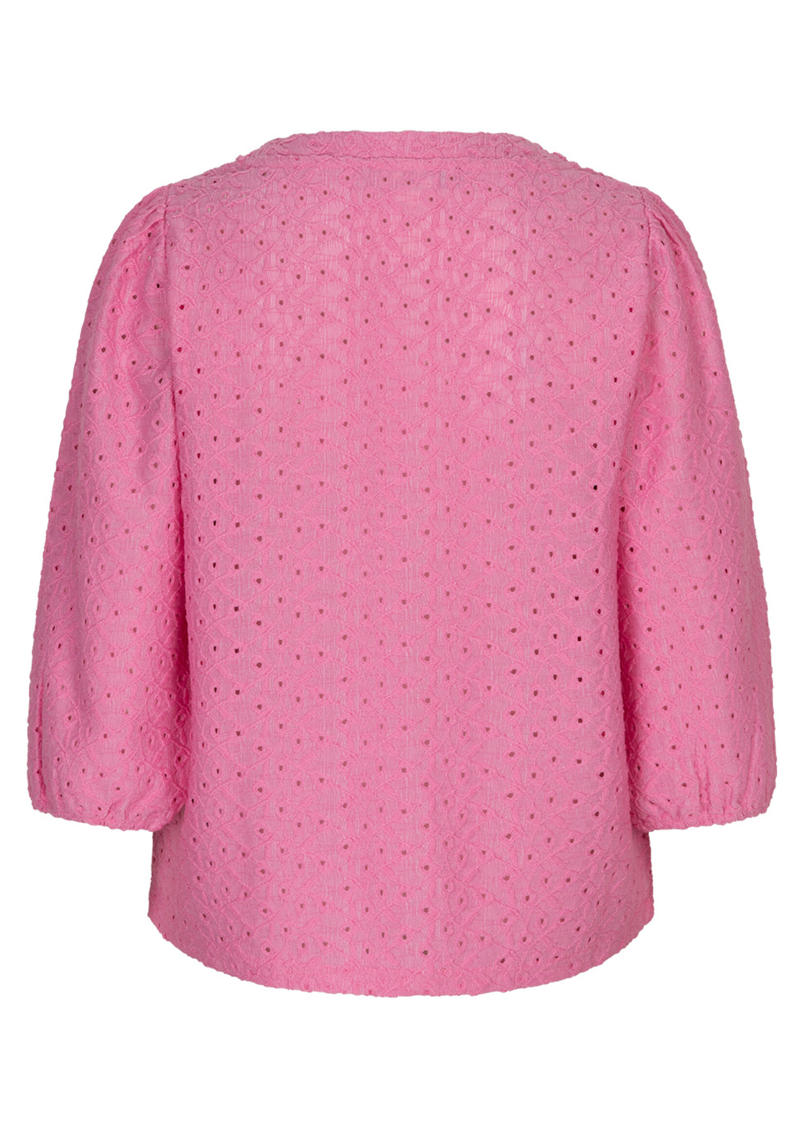 Red Button Blouse Ajour - Pink