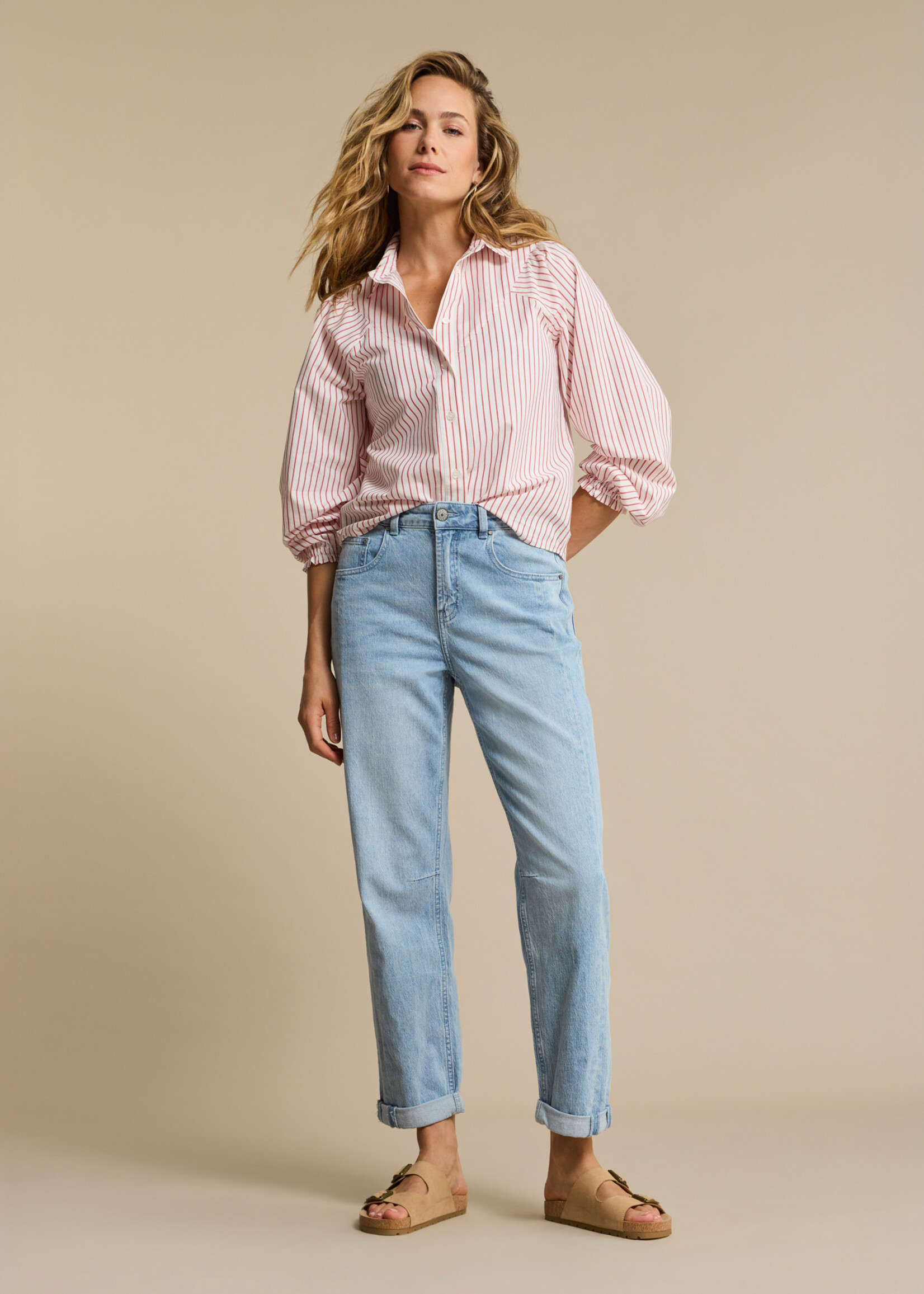 Red Button Broek Caitlina Sidepatch - Lightblue