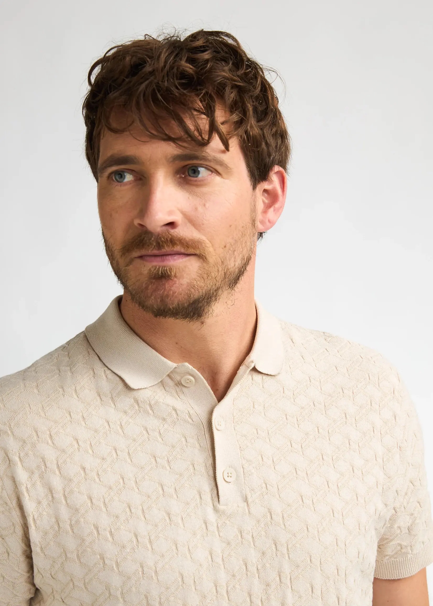 Petrol Industries Knitwear Polo Print - Sand