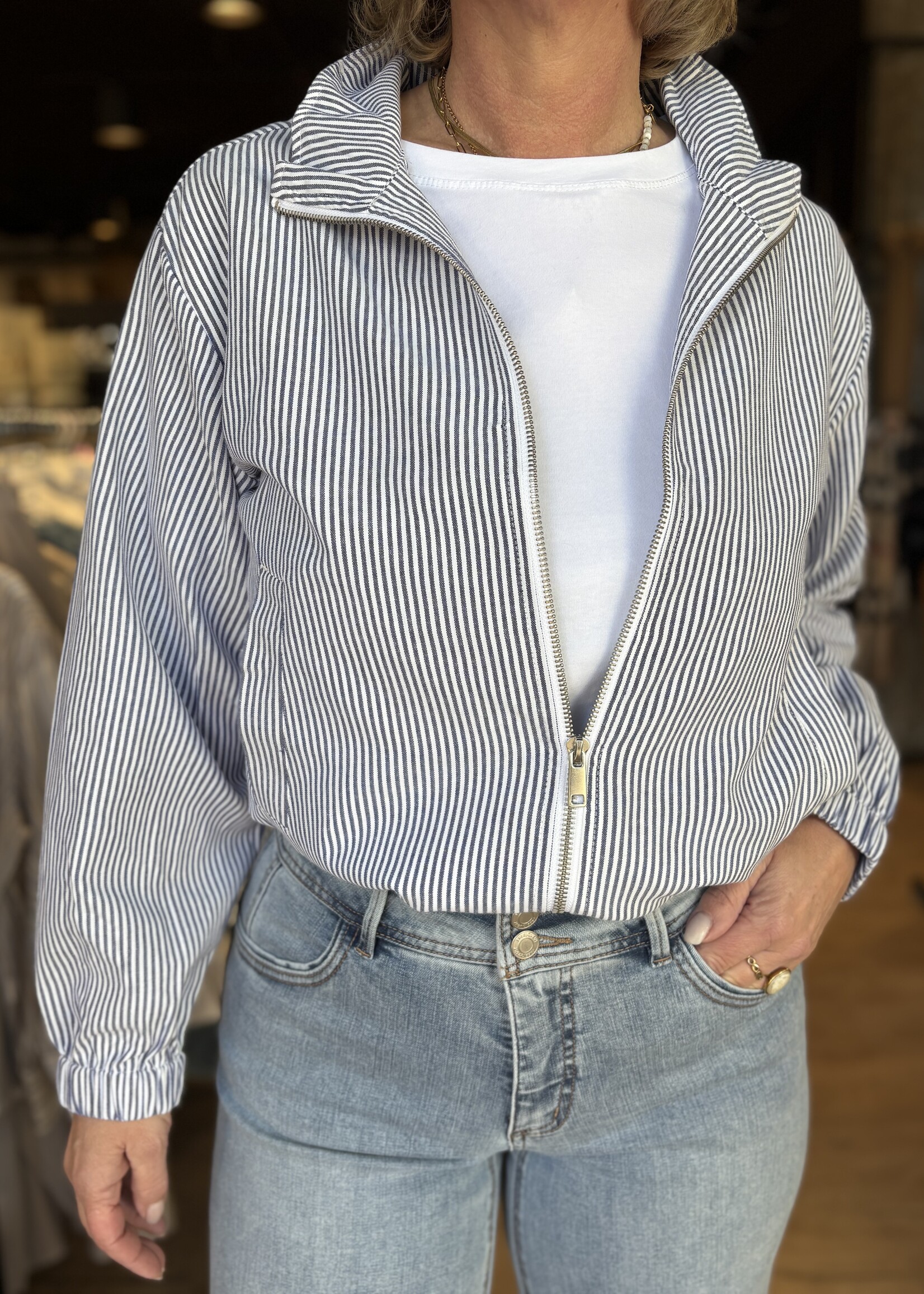 Freequent Jacket Karo - Offwhite Navy