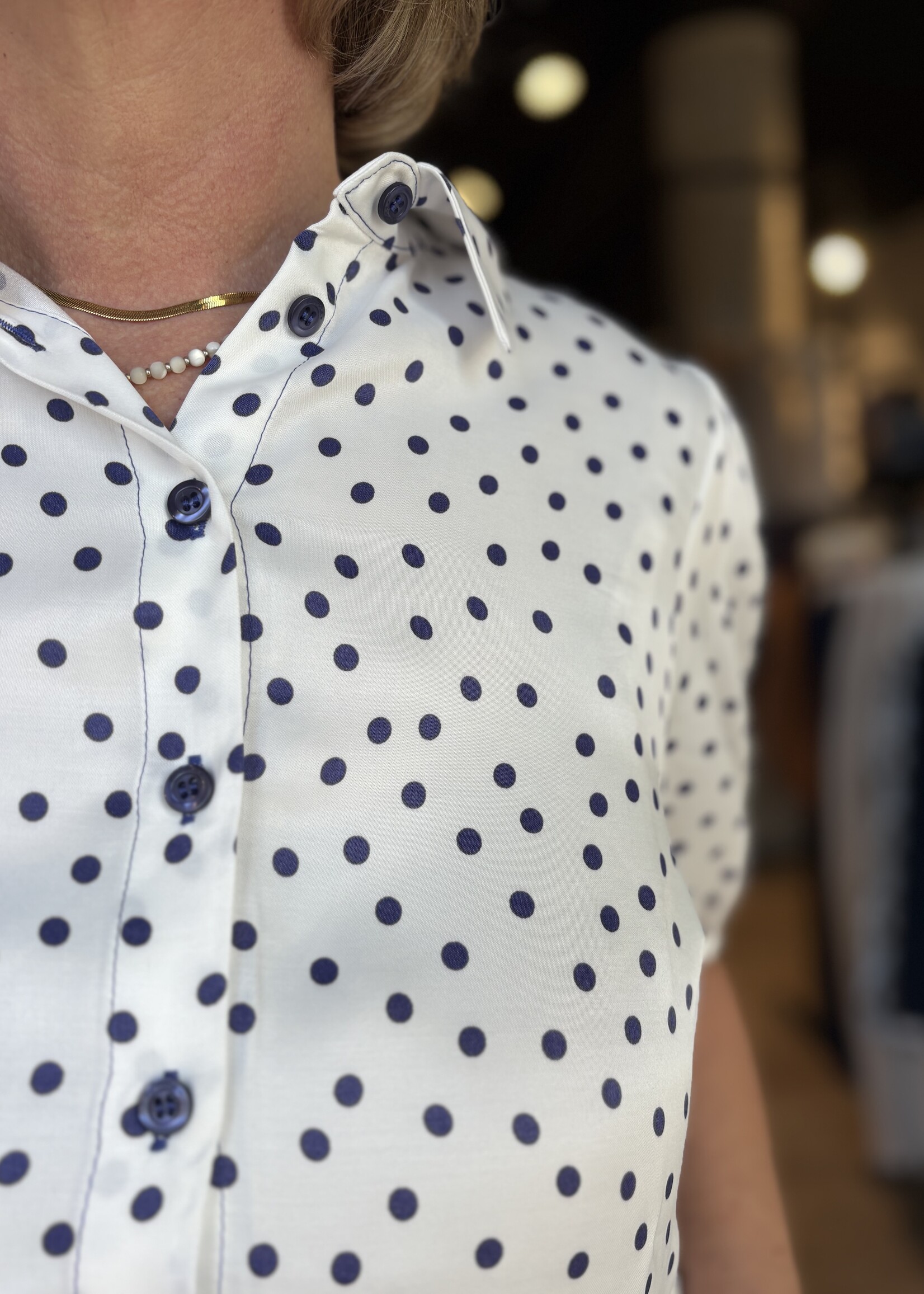 Elvira Blouse Didi Dots - Offwhite Blue