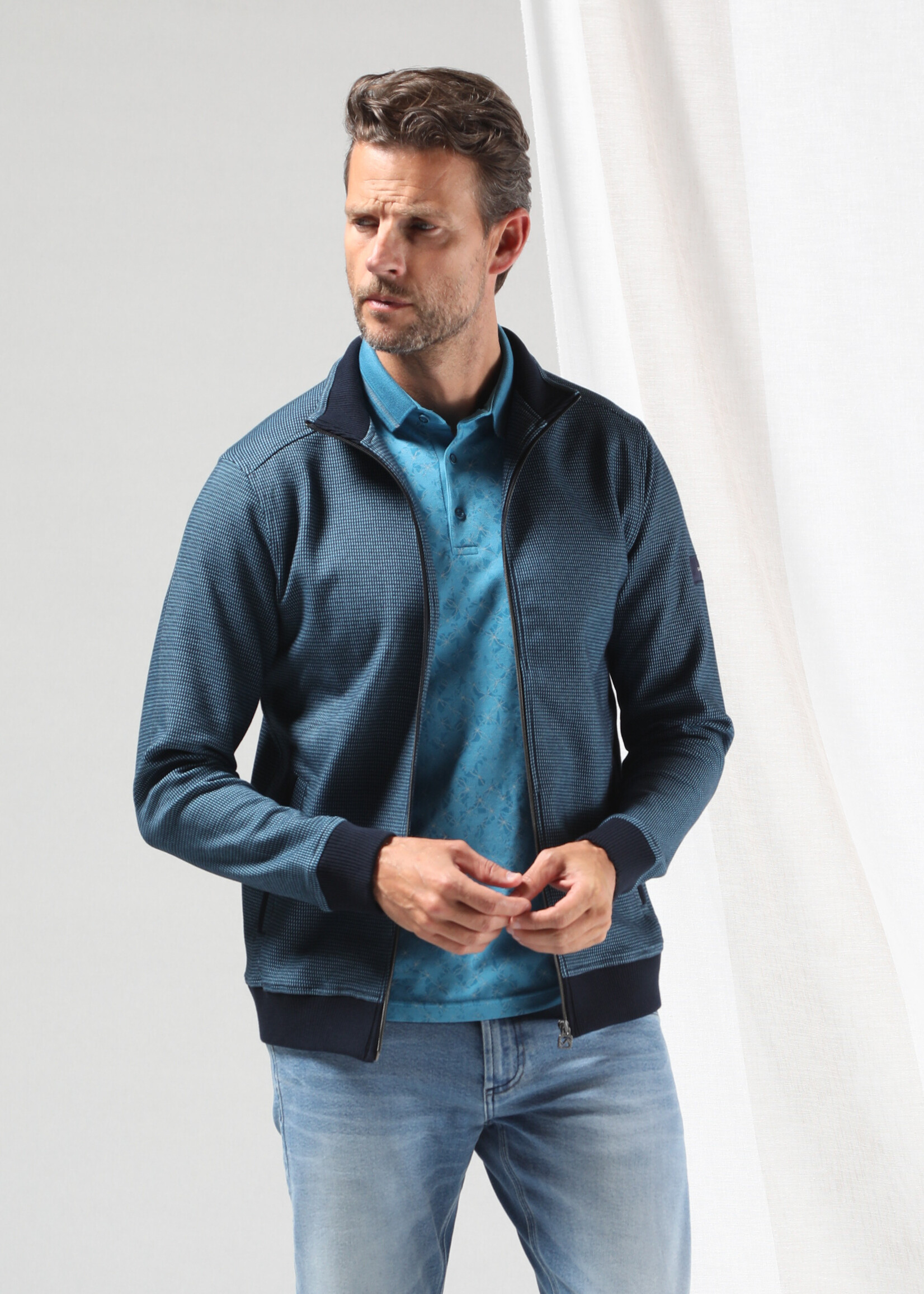 Gabbiano Vest Jacquard Duotone - Navy