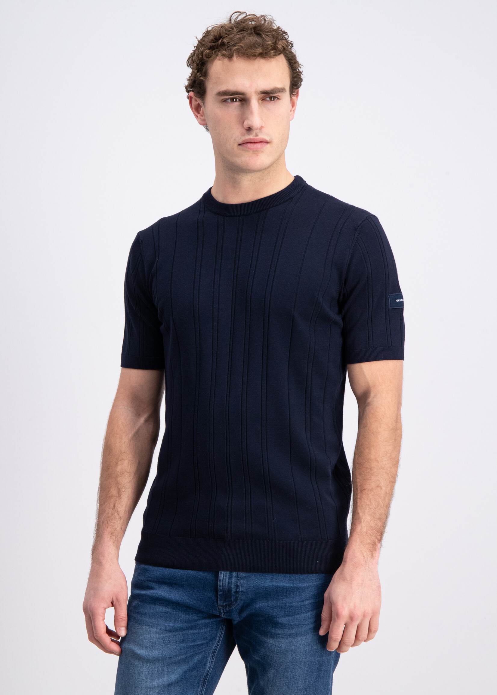 Gabbiano T-shirt Knitted Striped - Navy