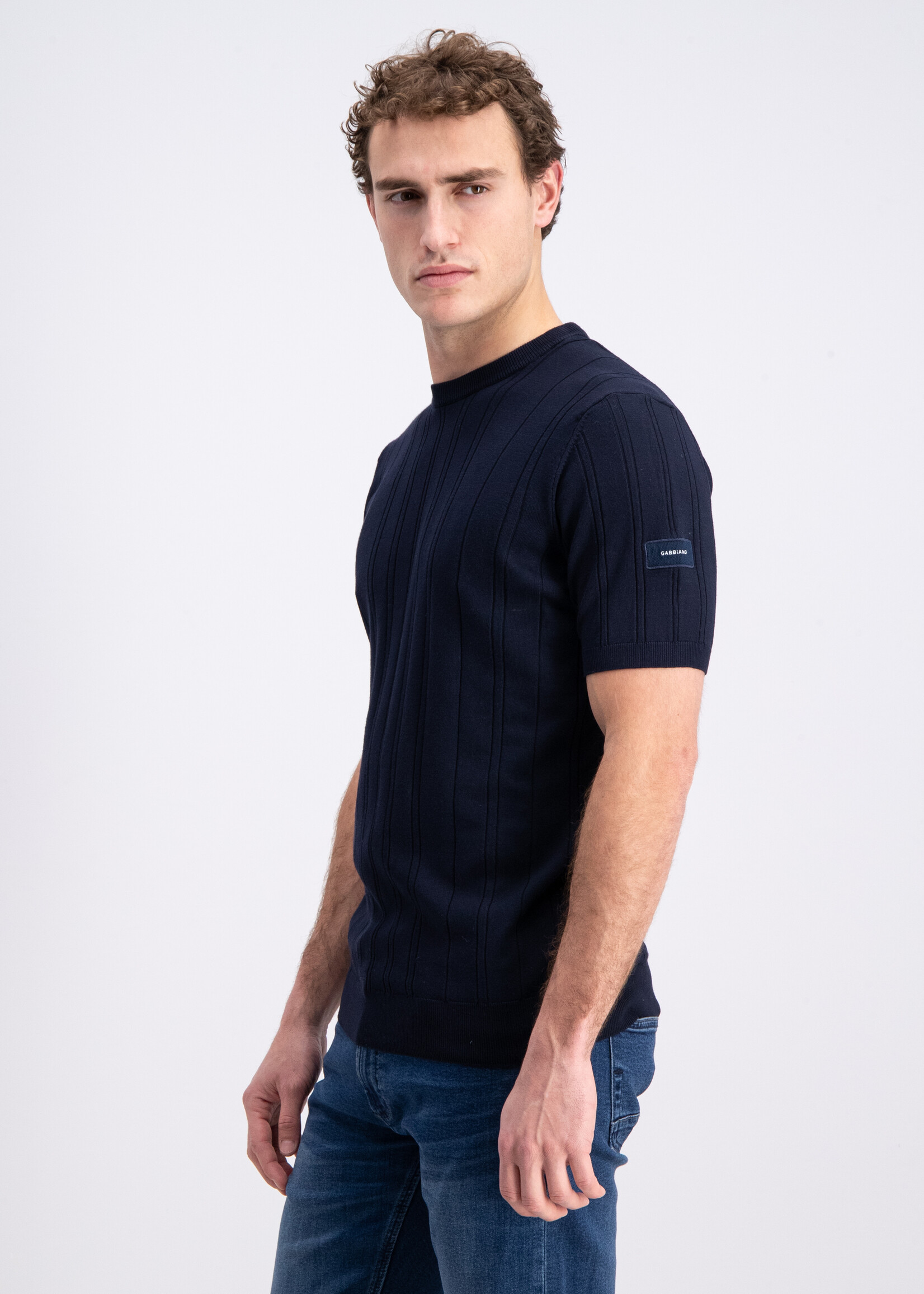 Gabbiano T-shirt Knitted Striped - Navy