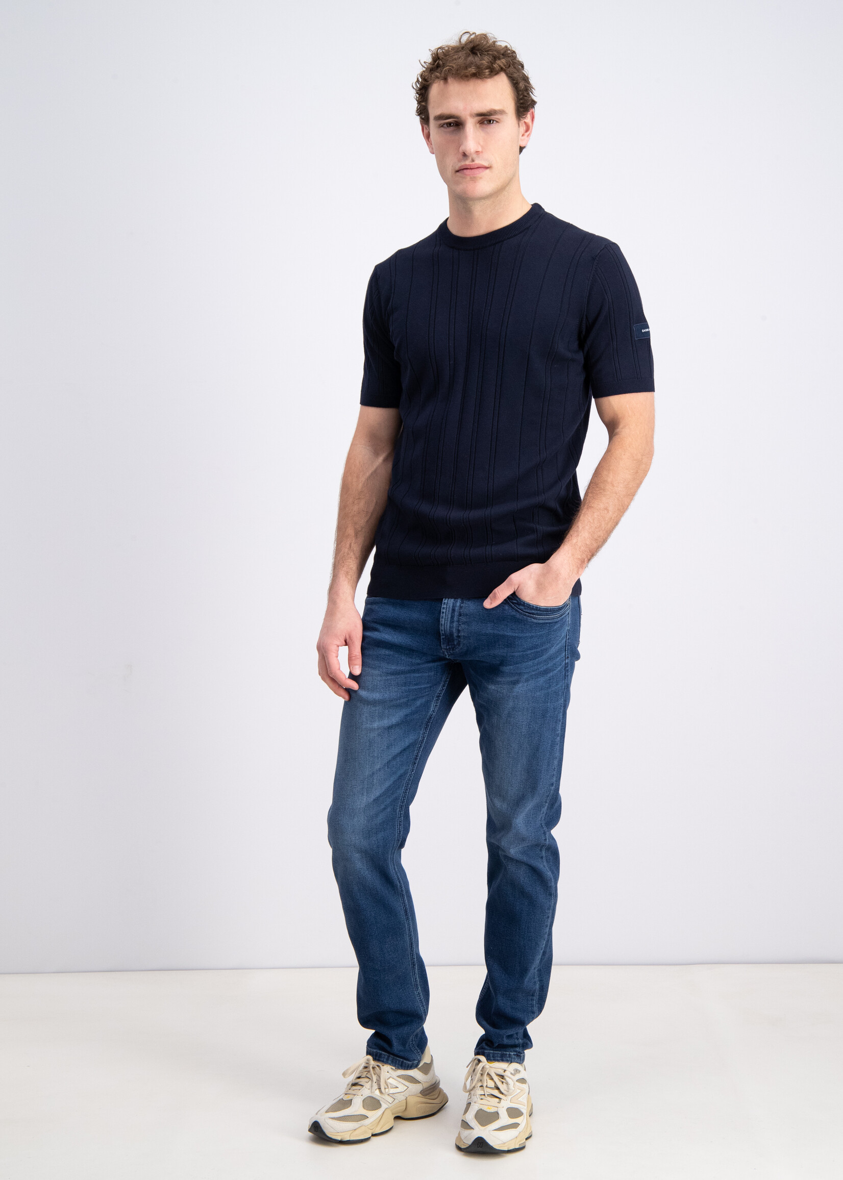 Gabbiano T-shirt Knitted Striped - Navy