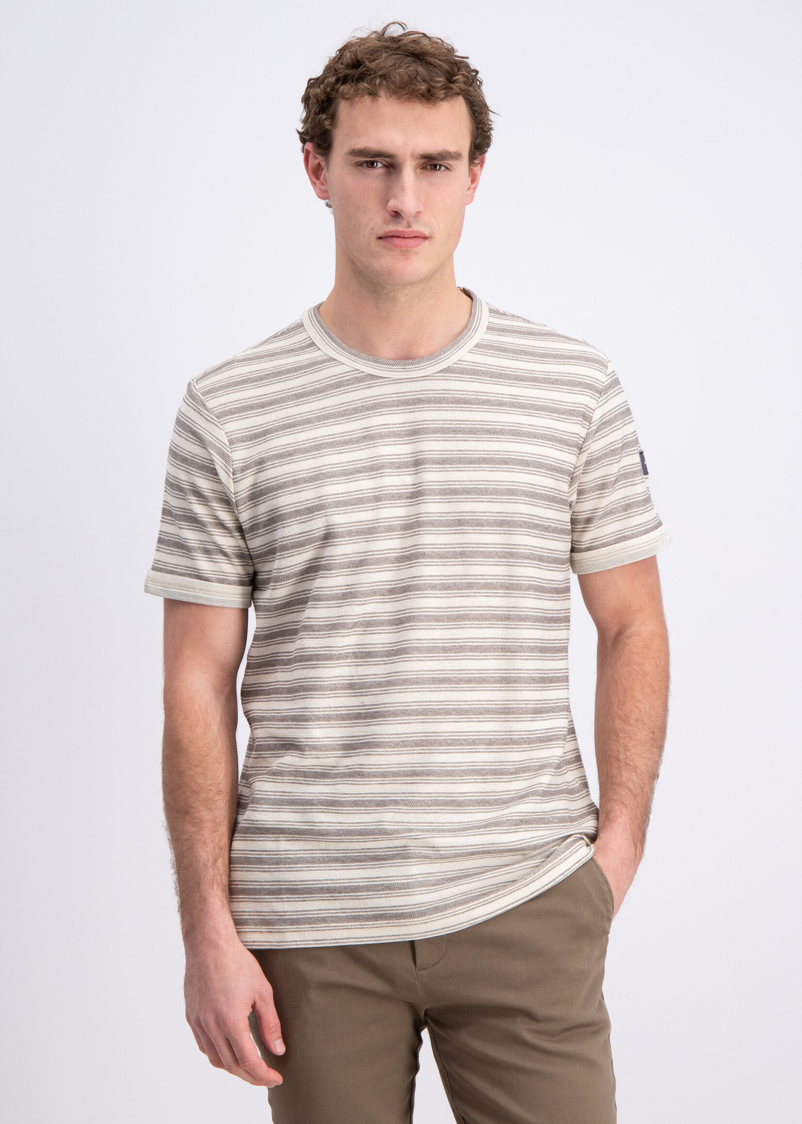 Gabbiano T-shirt Jacquard Jersey Stiped - Wood Brown