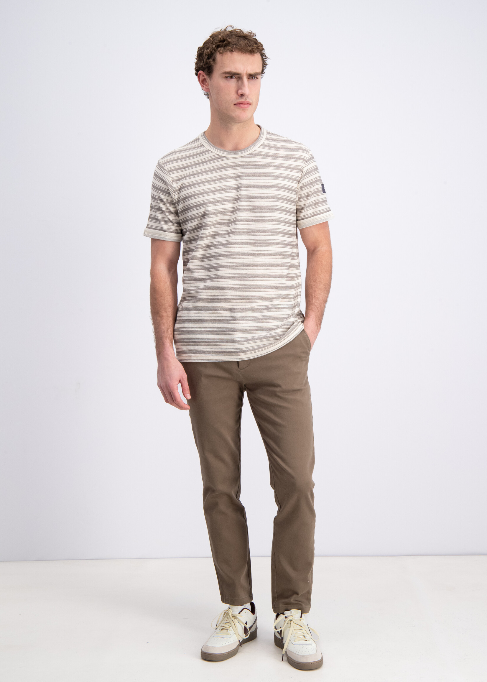 Gabbiano T-shirt Jacquard Jersey Stiped - Wood Brown