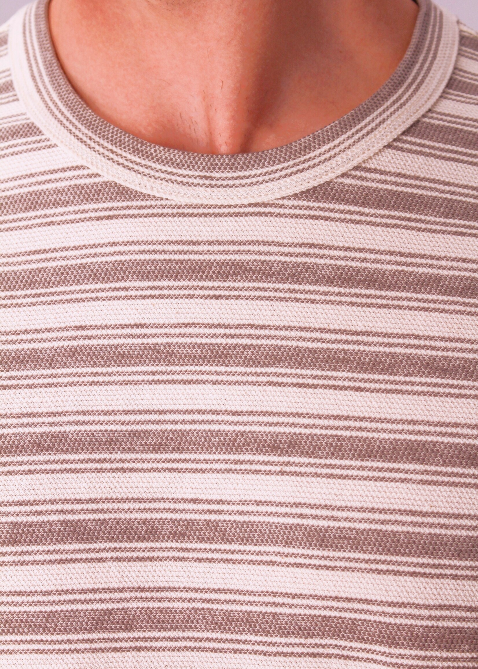 Gabbiano T-shirt Jacquard Jersey Stiped - Wood Brown