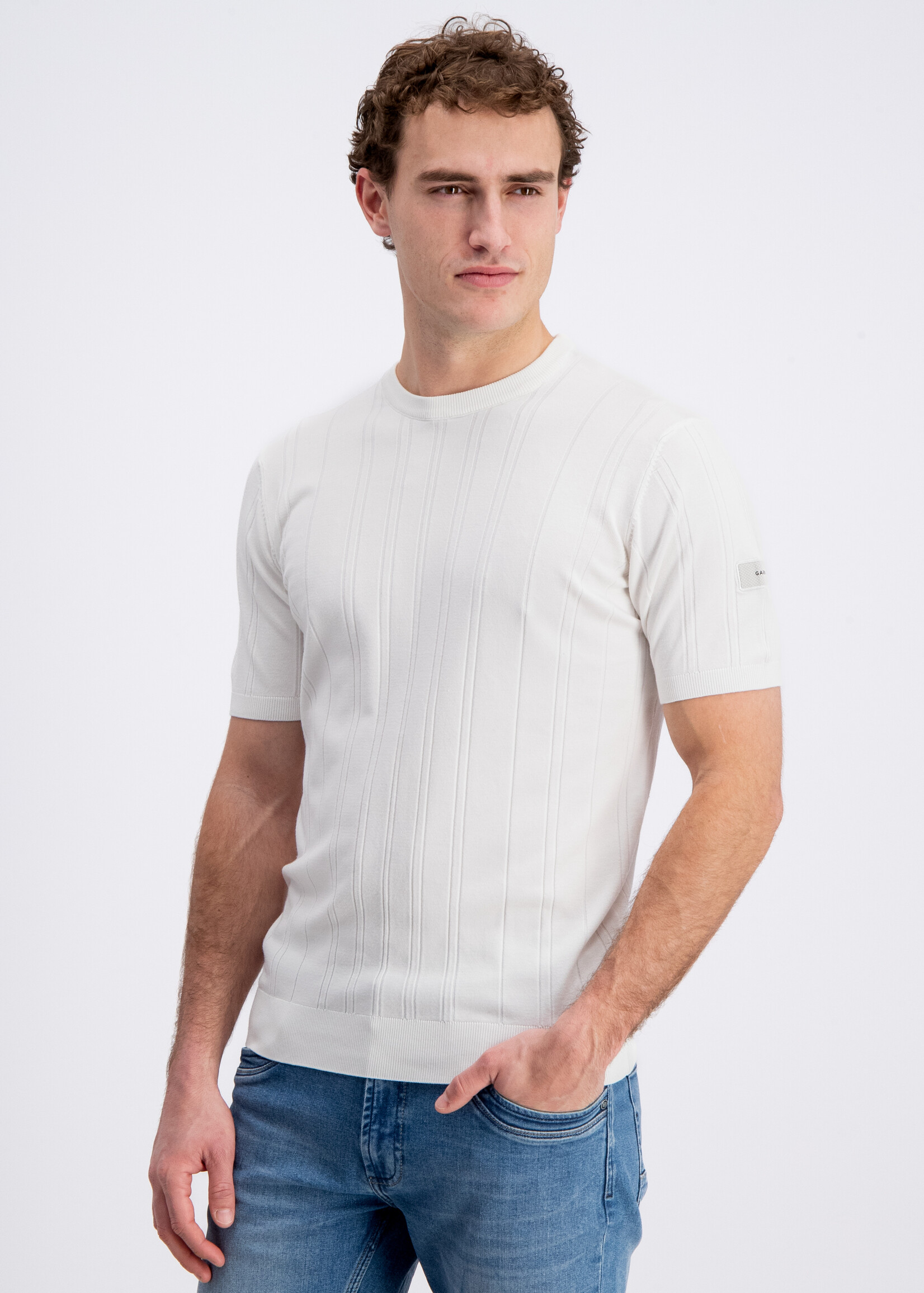 Gabbiano T-shirt Knitted Striped - Wit