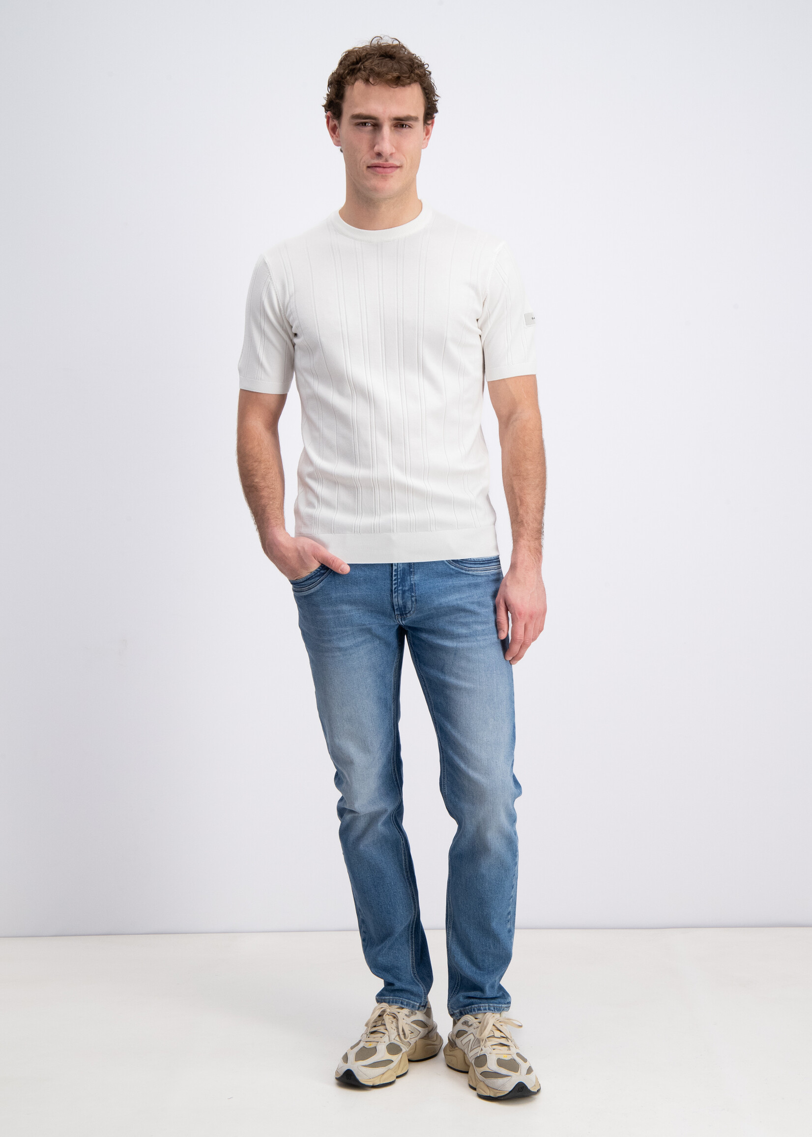 Gabbiano T-shirt Knitted Striped - Wit