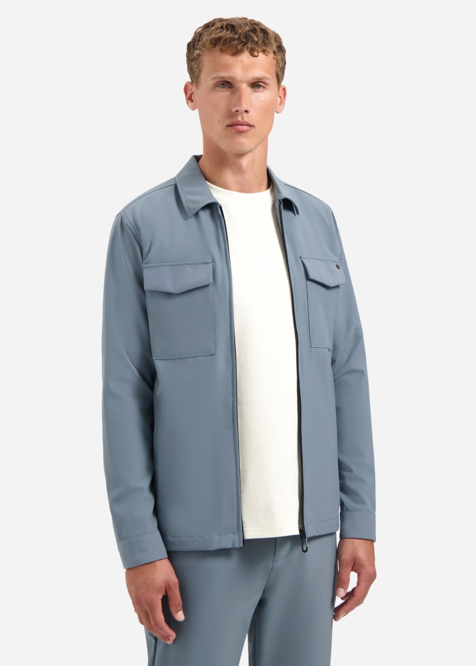 No Excess Overshirt Full Zipper Stretch Sedoc - Carbon Blue