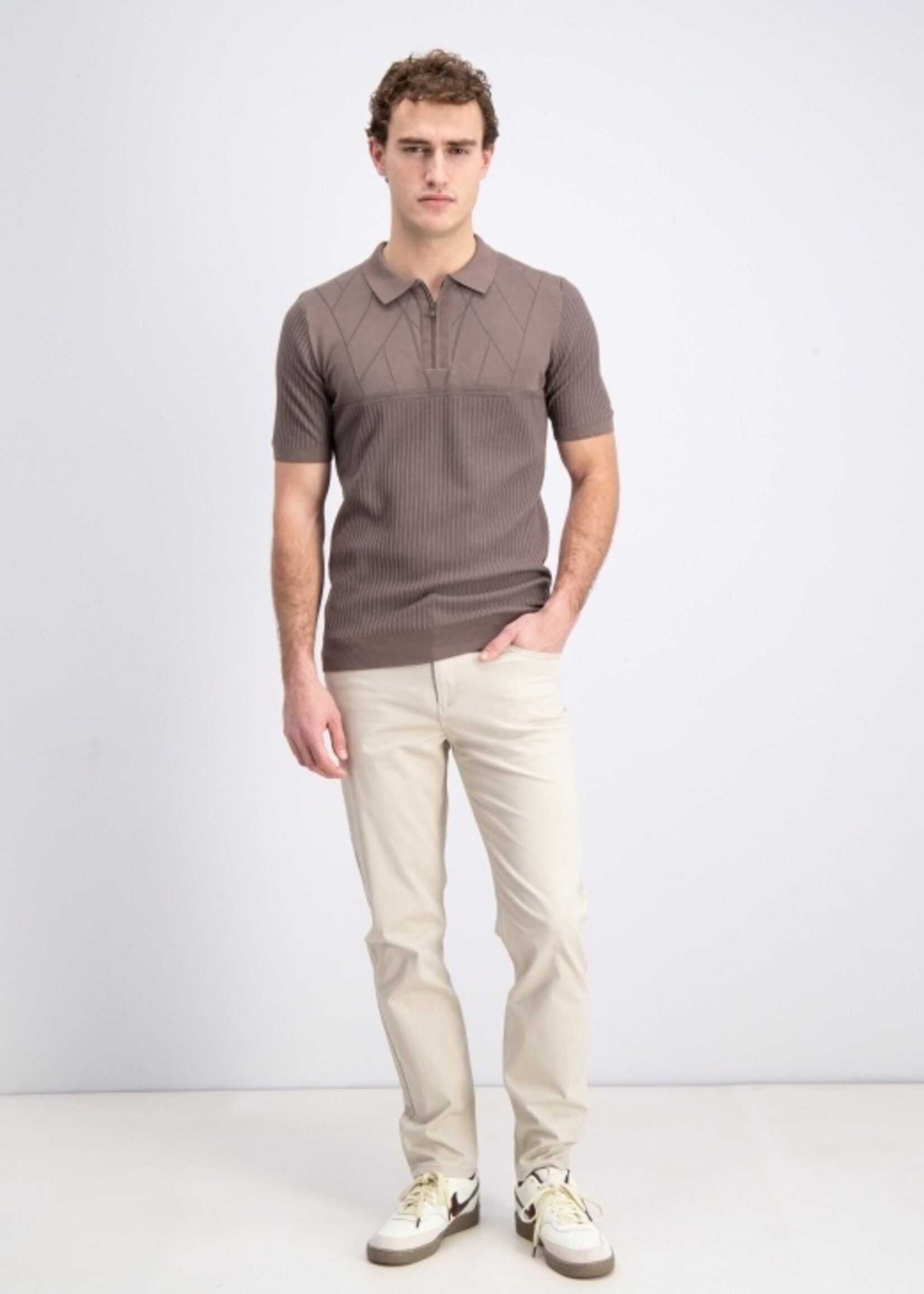 Gabbiano Polo Knitwear Zipper - Wood Brown