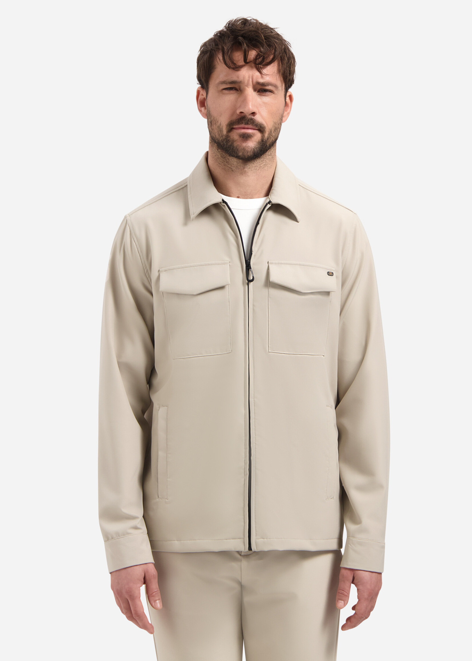No Excess Overshirt Full Zipper Stretch Sedoc - Stone