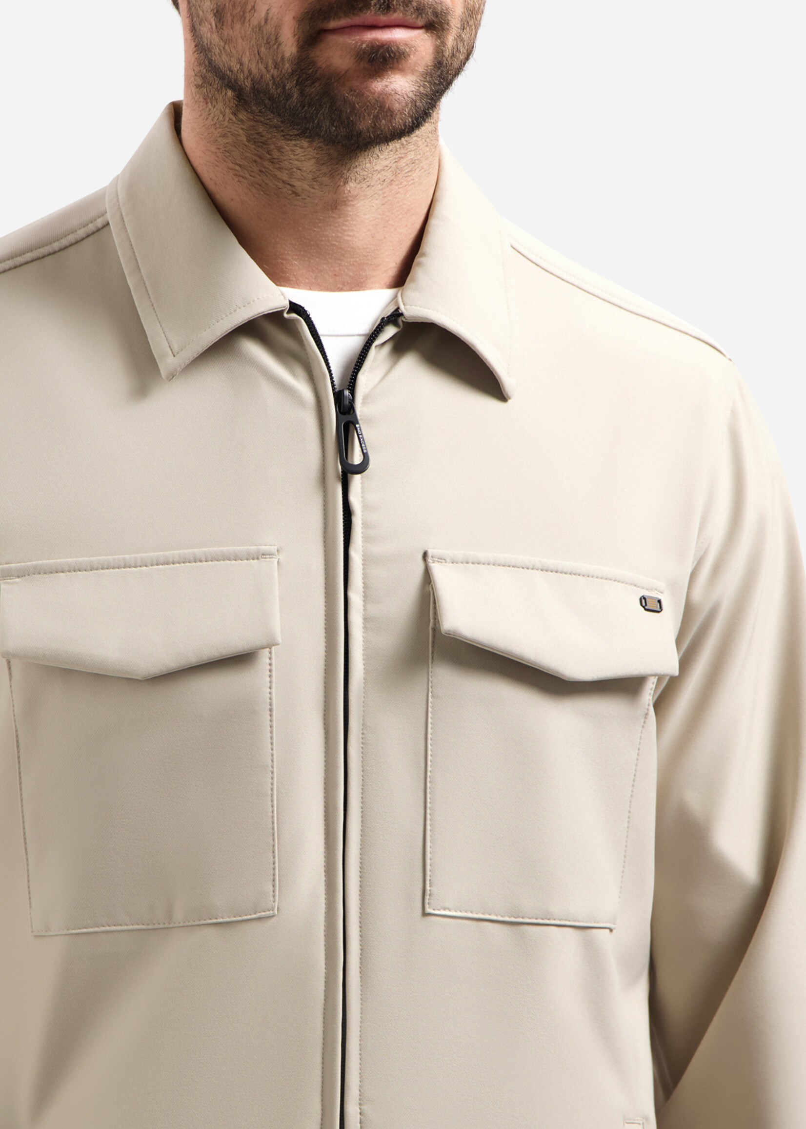 No Excess Overshirt Full Zipper Stretch Sedoc - Stone