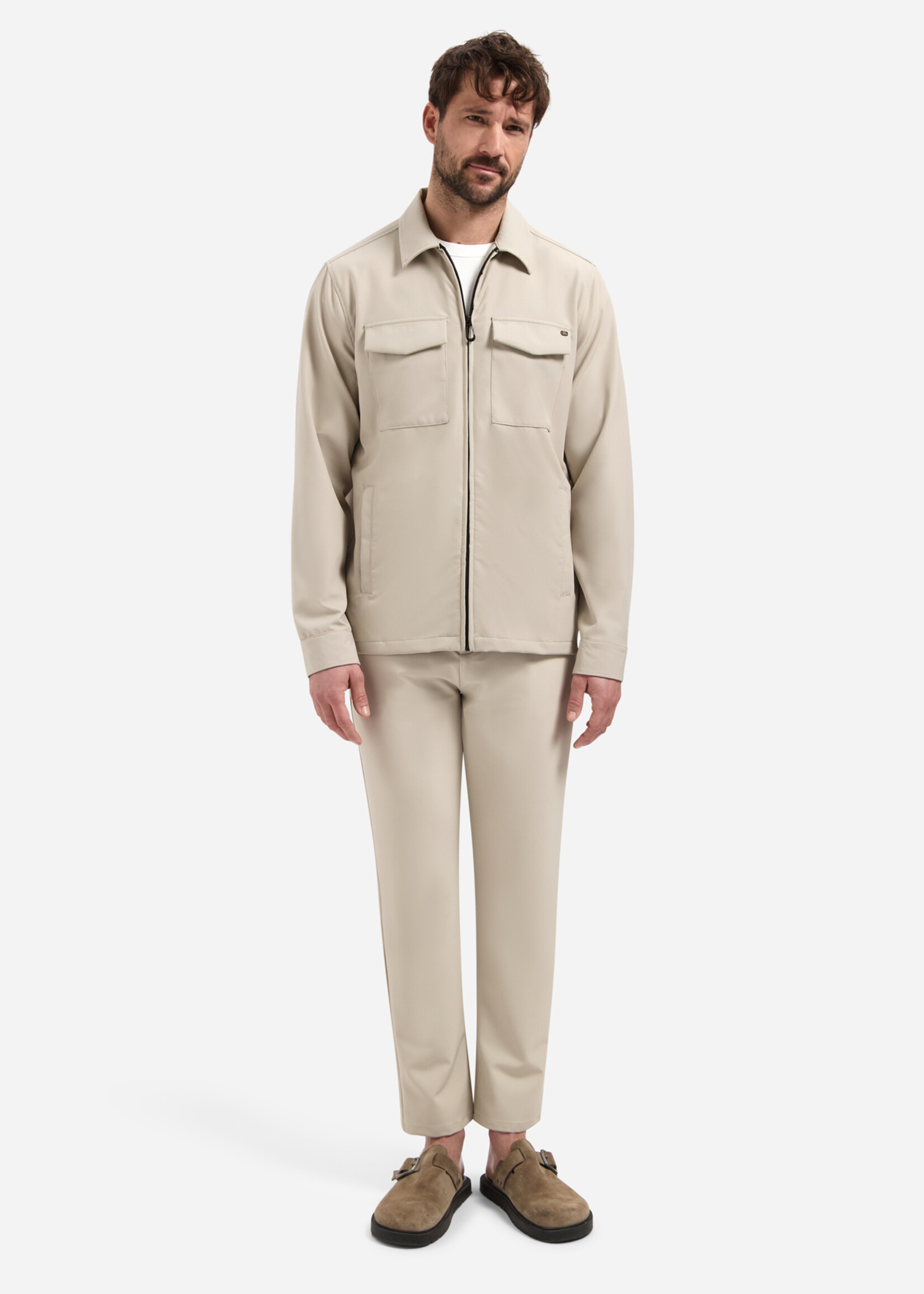 No Excess Overshirt Full Zipper Stretch Sedoc - Stone