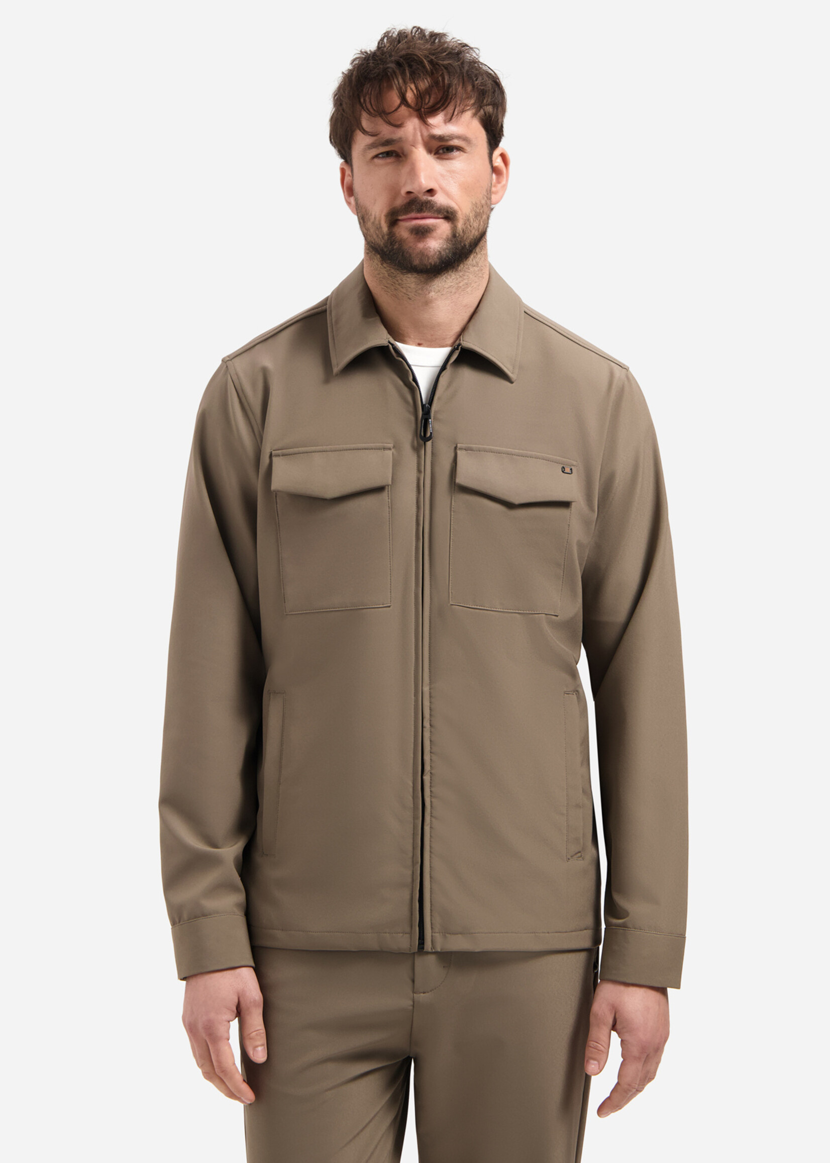 No Excess Overshirt Full Zipper Stretch Sedoc - Khaki