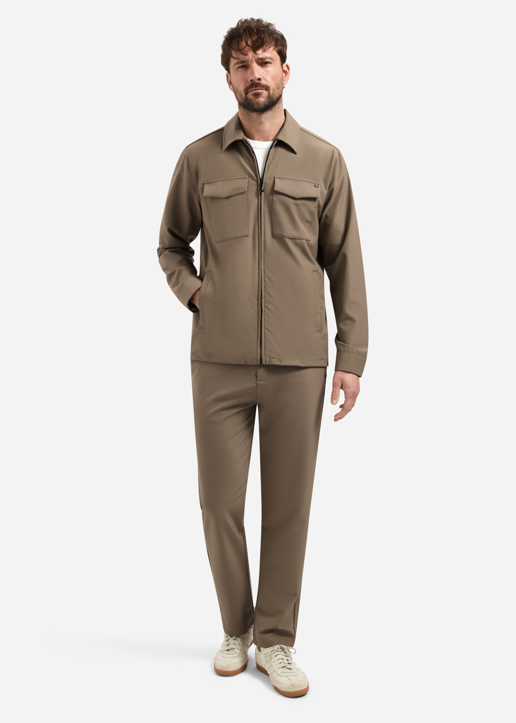 No Excess Overshirt Full Zipper Stretch Sedoc - Khaki