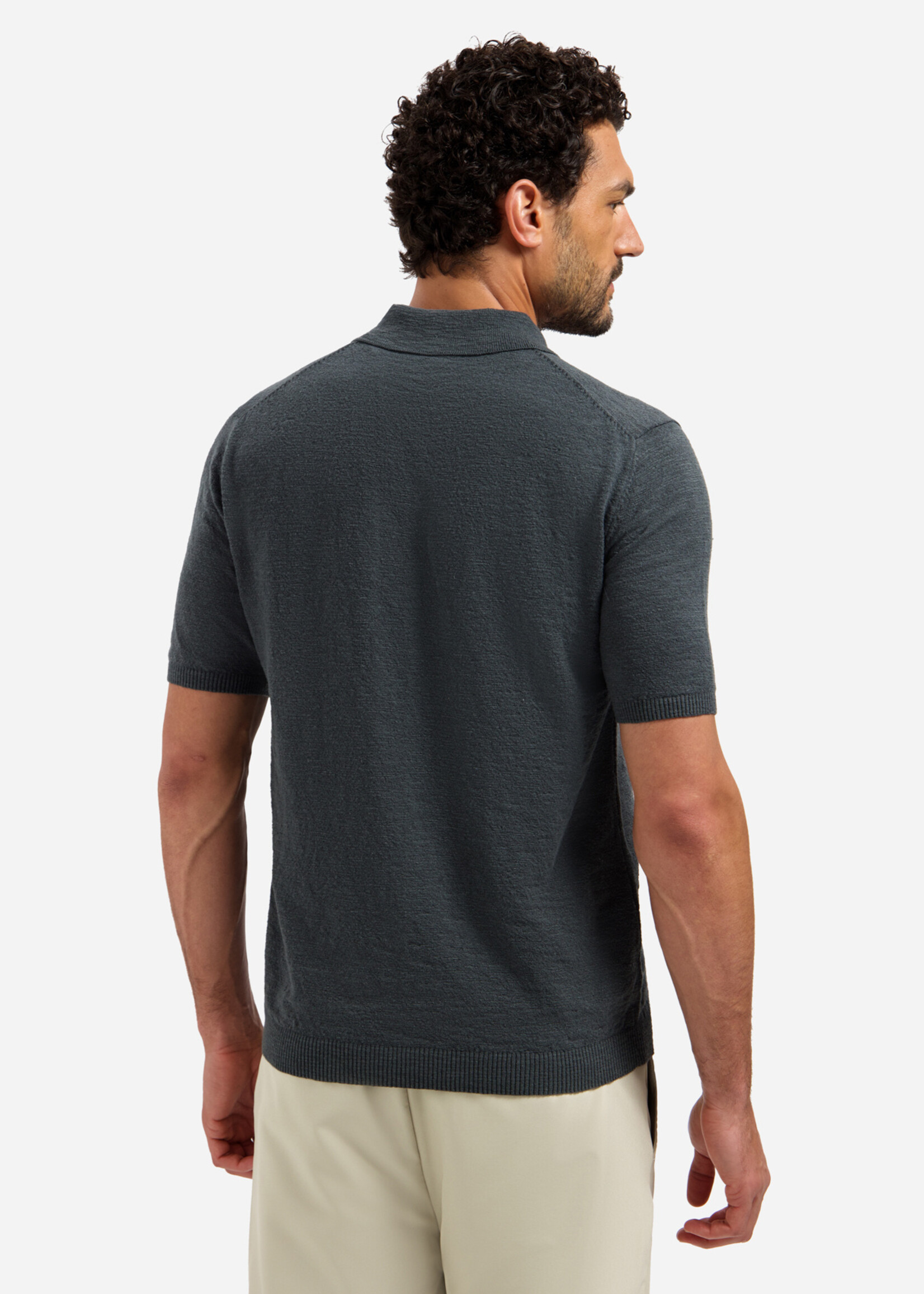 No Excess Polo Zip Frote - Dark Steel