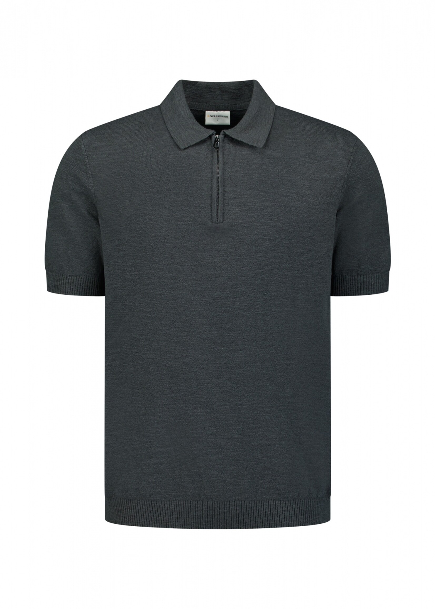 No Excess Polo Zip Frote - Dark Steel
