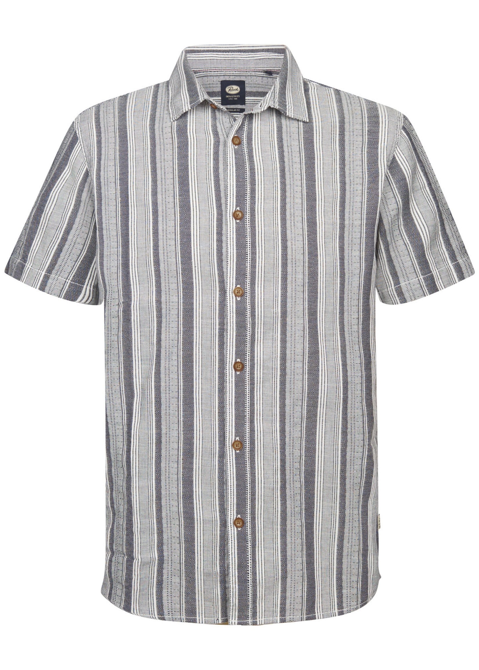 Petrol Industries Overhemd Korte Mouw Stripe - Navy