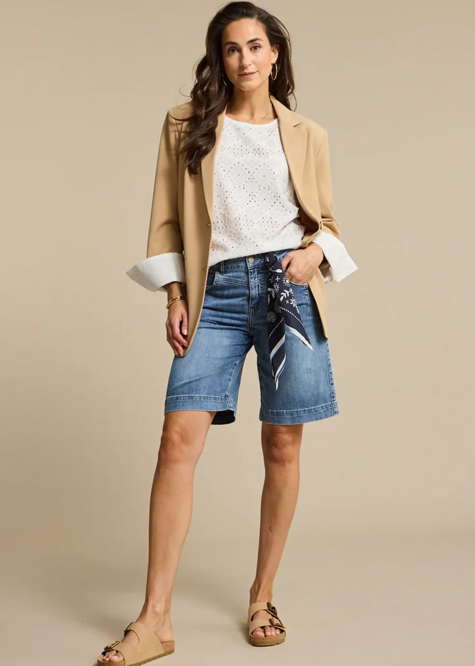 Red Button Bermuda Kate & Scarf - Stoneused