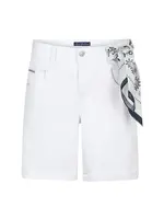 Red Button Short Relax Jog - White & Scarf