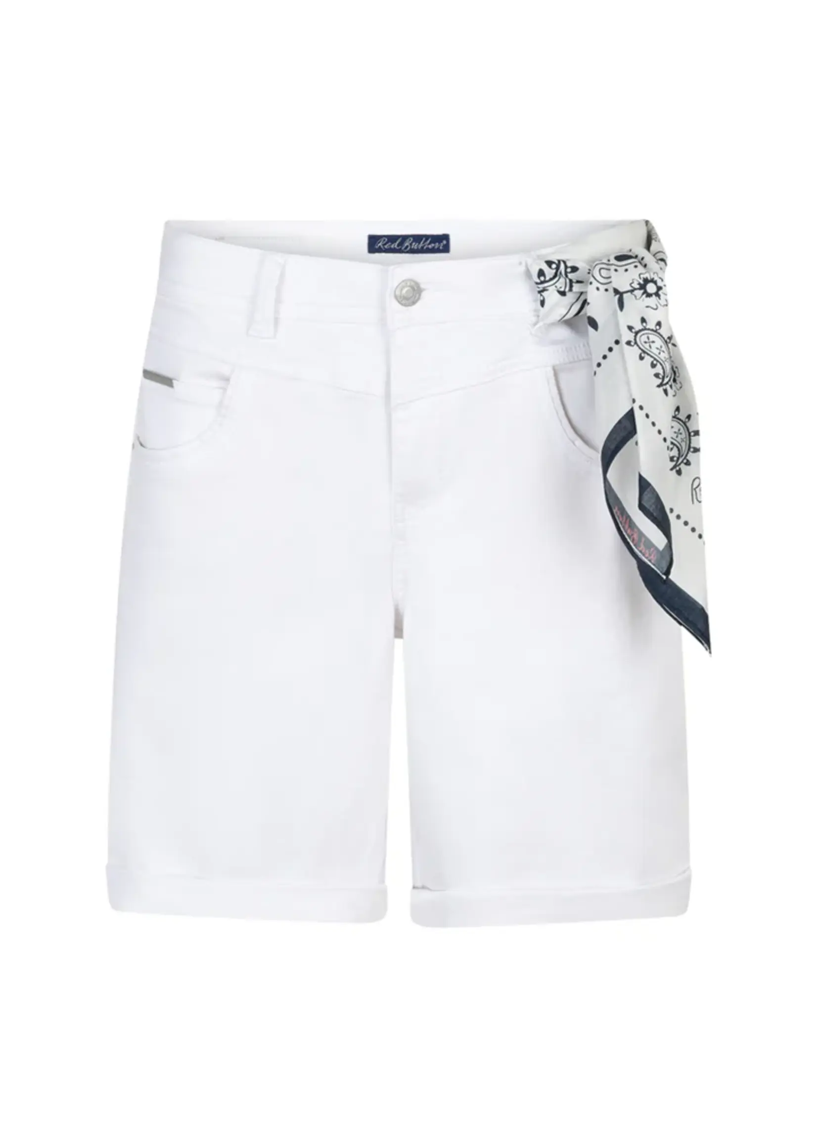 Red Button Short Relax Jog - White & Scarf